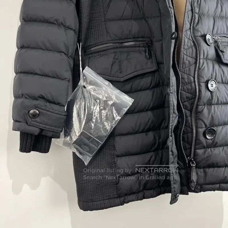 Burberry Black Nylon Mid-Length Down Jacket.