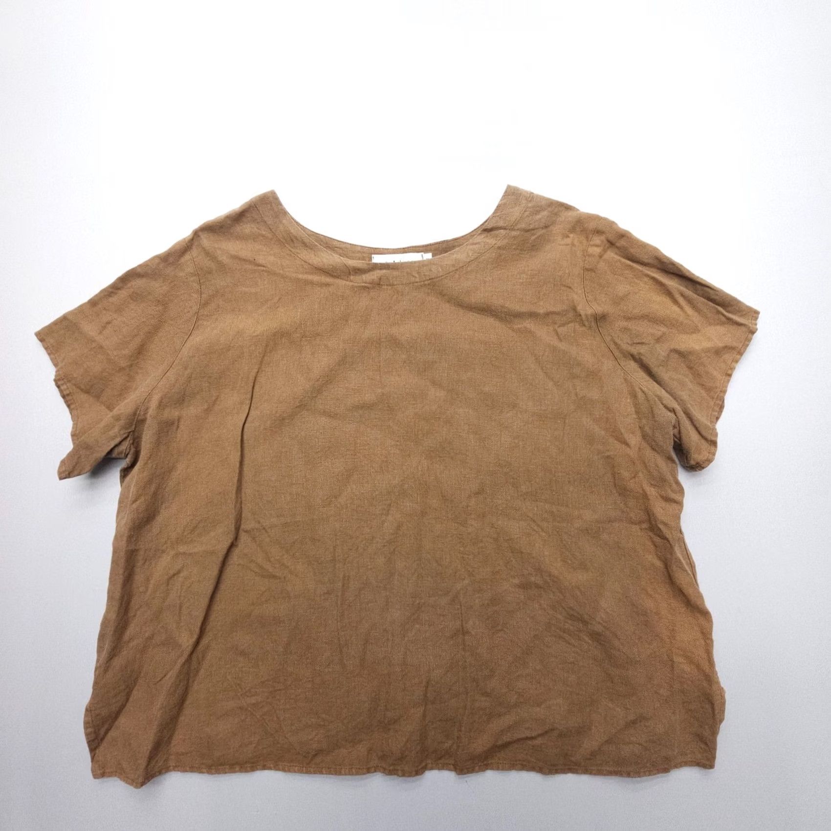 Vintage VINTAGE Cut Loose Linen Top Blouse Adult 1X Brown Womens 100% Linen Casual Shirt Relaxed Fit Size XL / US 12-14 / IT 48-50 - 5 Thumbnail