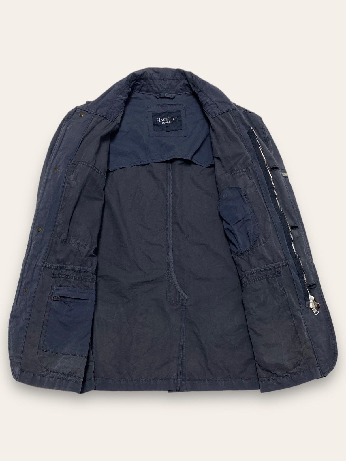 Hackett Vintage HACKETT Multi Pocket Navy Faded Light Jacket Size US M / EU 48-50 / 2 - 7 Thumbnail