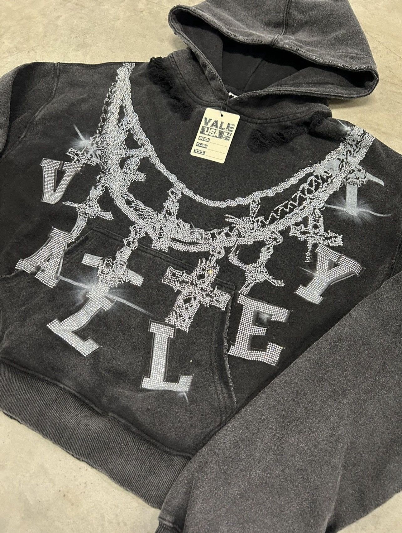 Vale Forever Valley Dreams Black Chain Bling Hoodie X-Large
