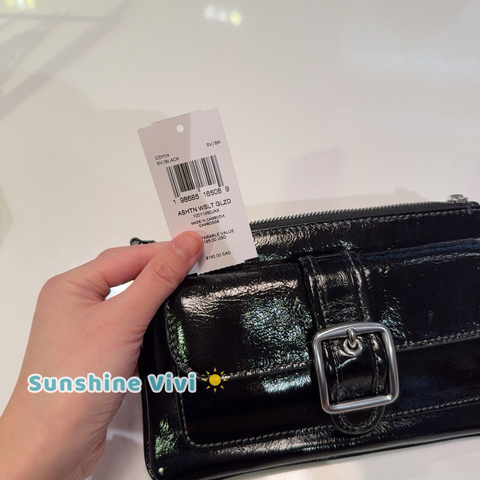 Coach NWT Coach Ashton Wristlet Shiny leather CDY04 Silver/Black Size ONE SIZE - 6 Thumbnail