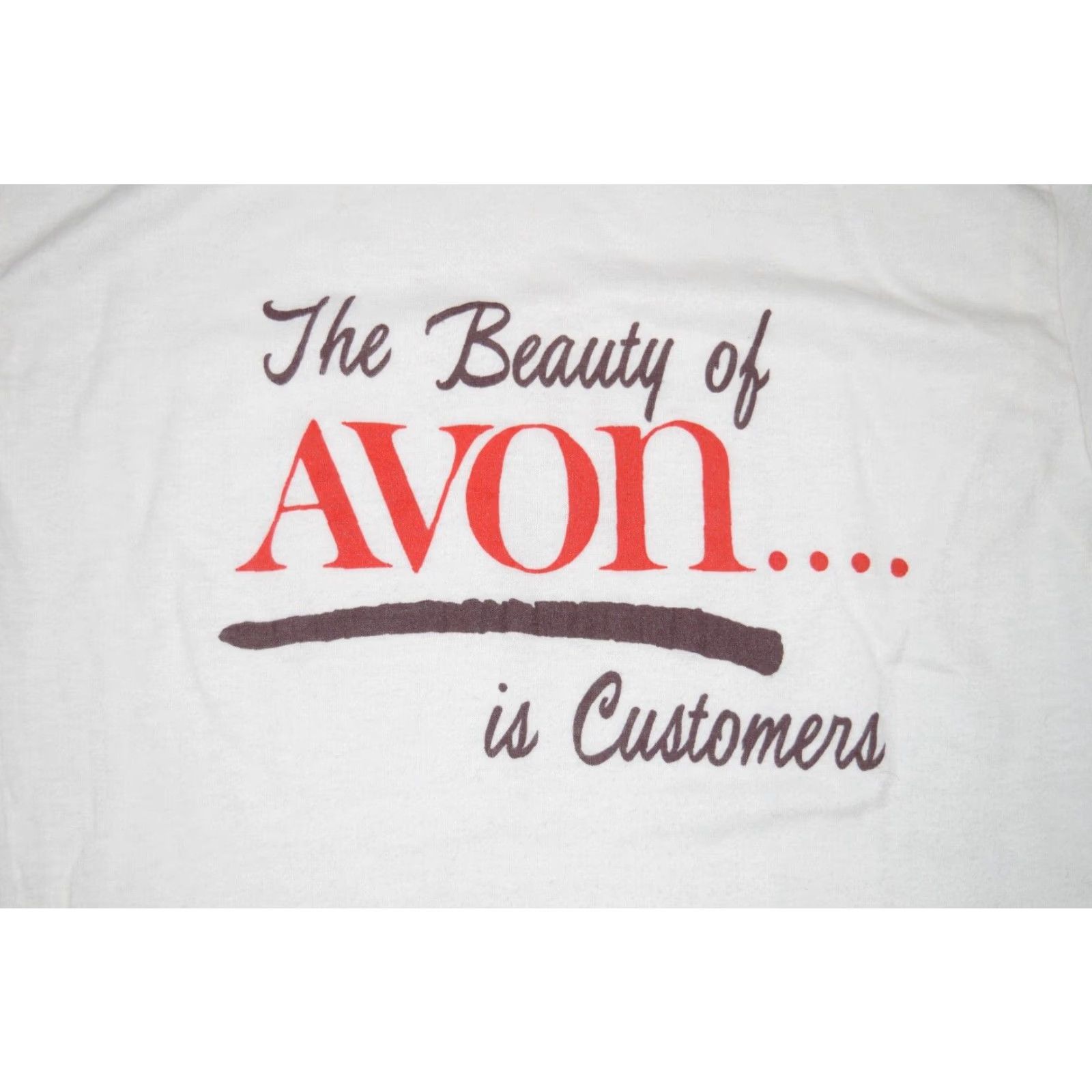 Vintage Vintage 1970s Avon Beauty Lipstick Graphic T-Shirt Large White Casual Retro Mod Size L / US 10 / IT 46 - 2 Thumbnail