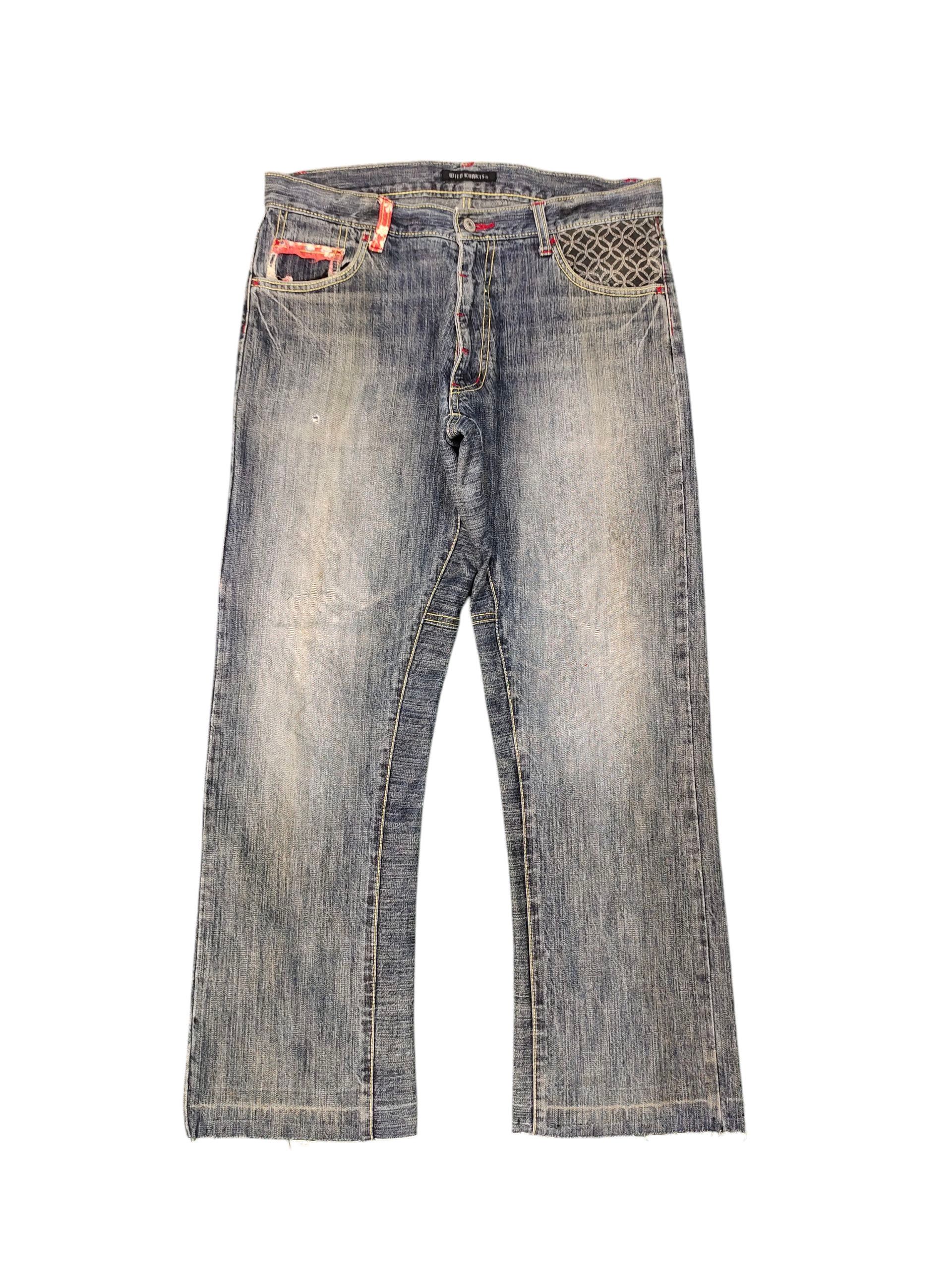 Karakuri Tamashii Vintage Wild Khakis Crossed Circle Japanese Distress Jeans Size US 34 / EU 50 - 7 Thumbnail