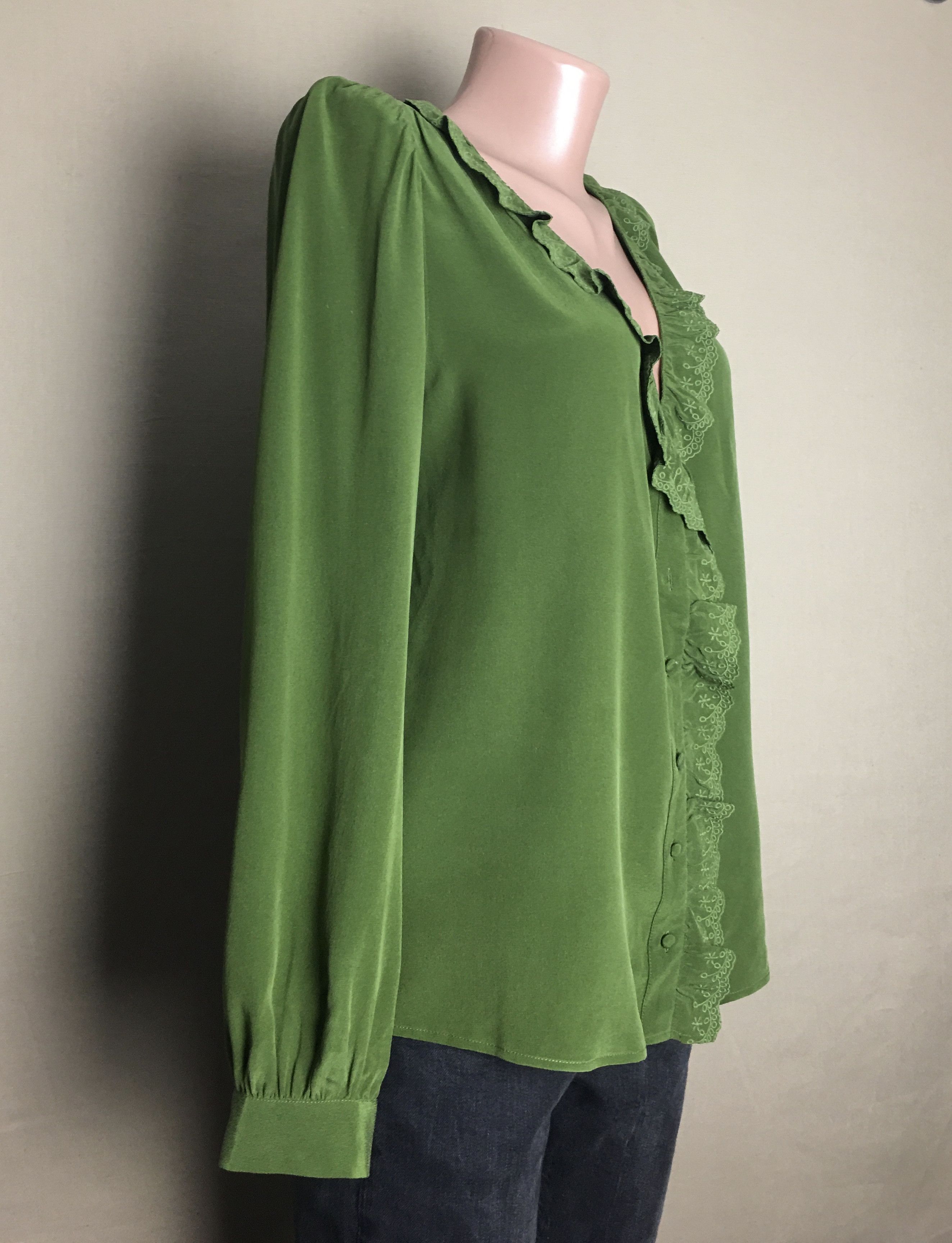 Sezane Sezane Rosine Green Silk Blouse Shirt Size EU 36 Size XS / US 0-2 / IT 36-38 - 8 Thumbnail