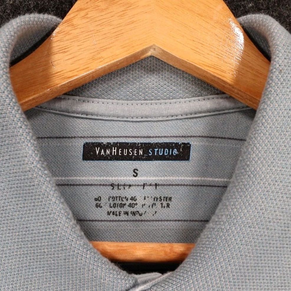 Van Heusen Van Heusen Studio Polo Shirt Mens S Blue Striped Slim Fit Short Sleeve Size US S / EU 44-46 / 1 - 6 Thumbnail