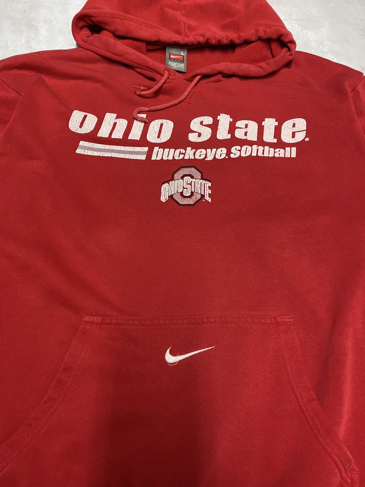 Nike × Vintage Crazy Vintage 90’s Nike Ohio State Centre Swoosh Hoodie L Size US L / EU 52-54 / 3 - 2 Thumbnail
