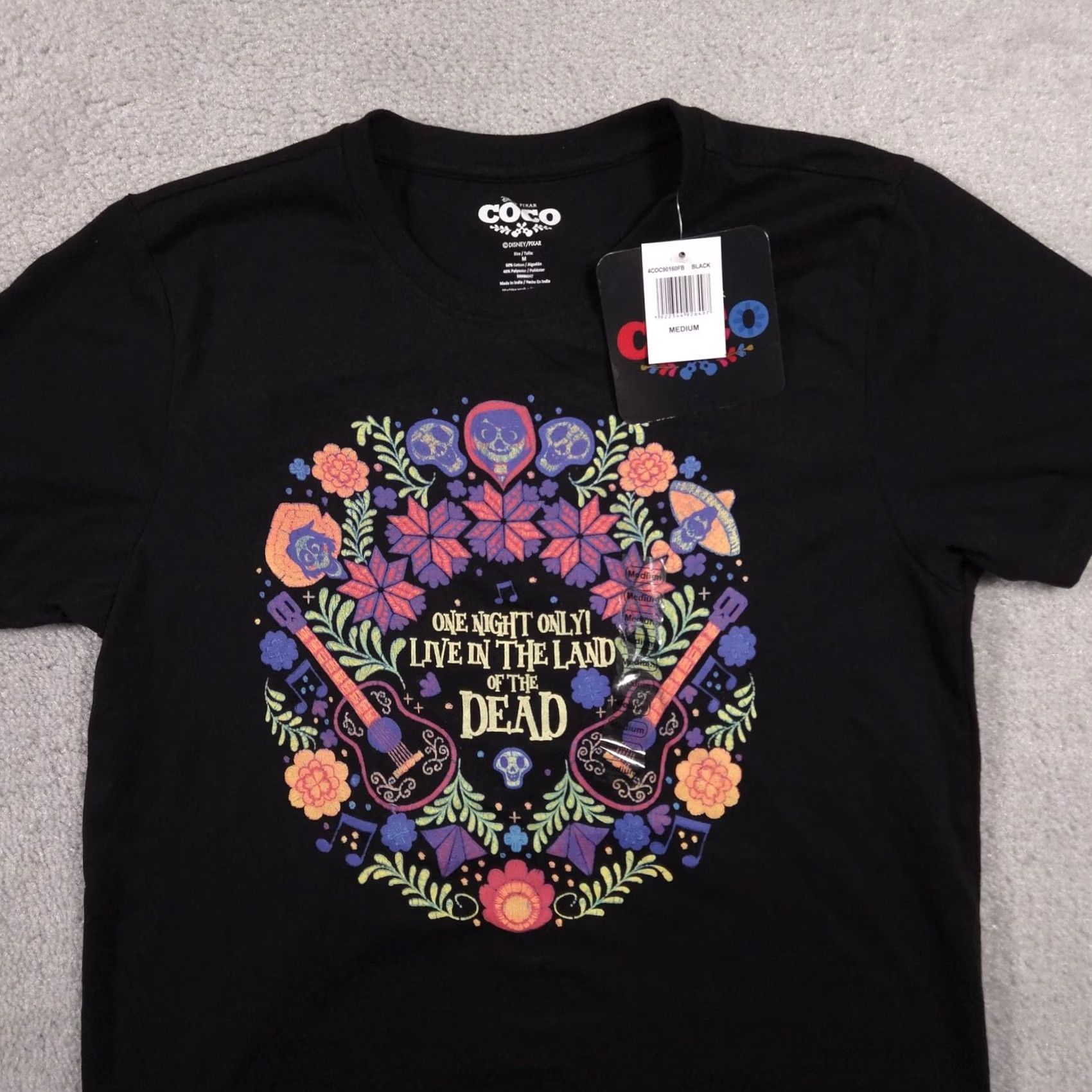 Disney Disney Pixar COCO Shirt Adult Medium Black Live in the Land of the Dead Movie Shirt Size US M / EU 48-50 / 2 - 3 Thumbnail