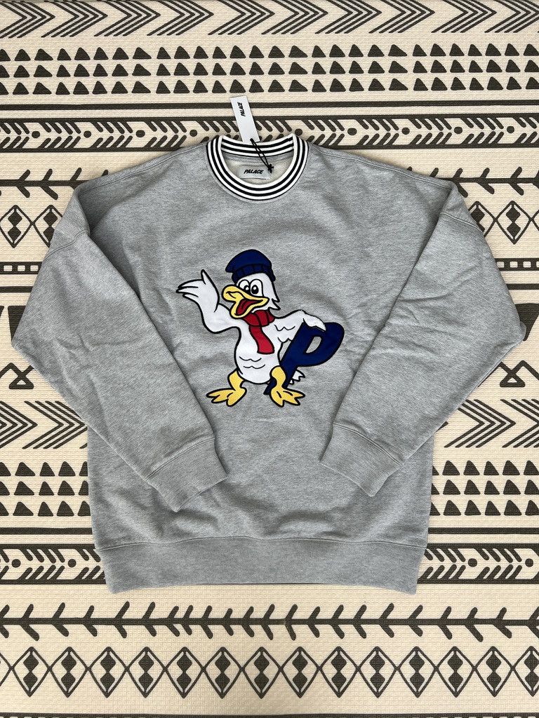 image of Palace Chilly Duck Crewneck Sweater XL in Grey, Men's