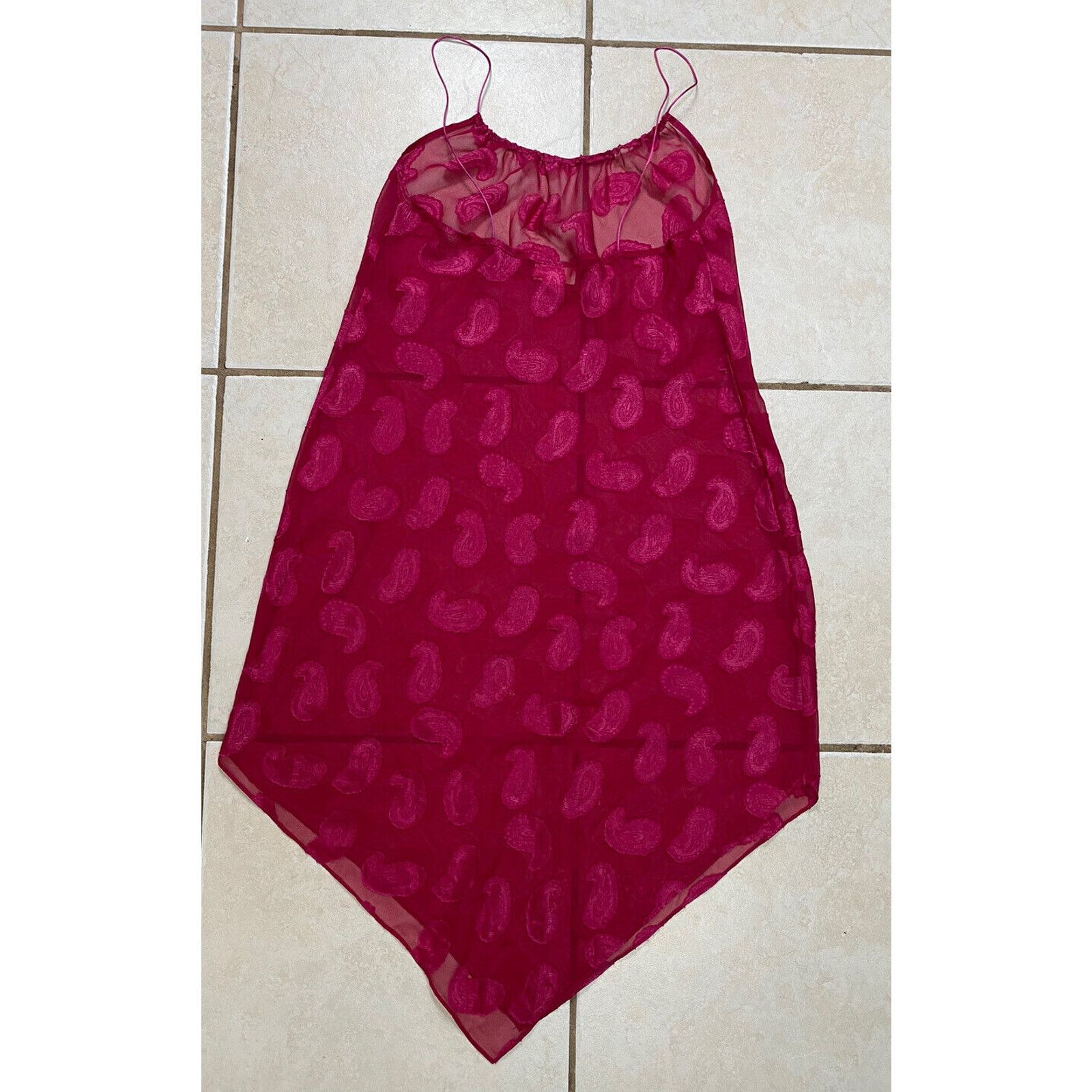 Other VTG Inner Most Pink Paisley Sheer Midi Dress Size 34" / US 12 / IT 48 - 5 Thumbnail
