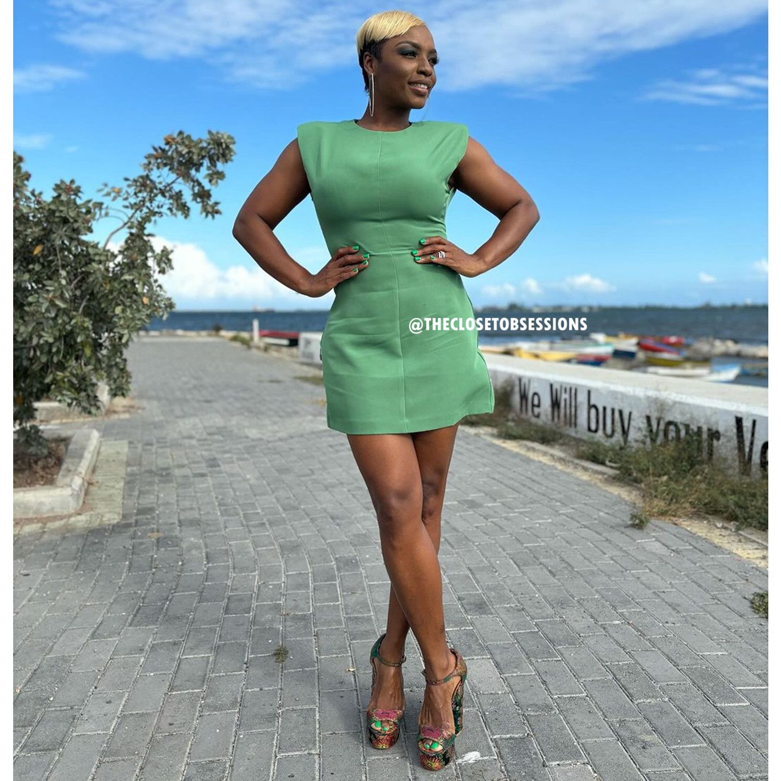 Zara Zara Green Structured Shoulder Pad Mini Dress NWT Size L / US 10 / IT 46 - 16 Thumbnail