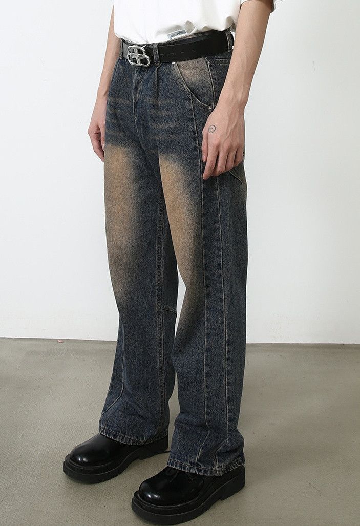 Japanese Brand × Jean Loose wide-leg washed distressed jeans Size US 32 / EU 48 - 6 Thumbnail