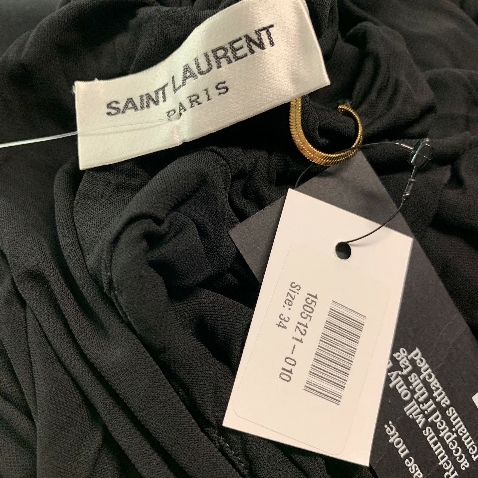 Saint Laurent Paris SAINT LAURENT Black Cupro Ruched Long Sleeve Cocktail Dress Size XS / US 0-2 / IT 36-38 - 5 Thumbnail