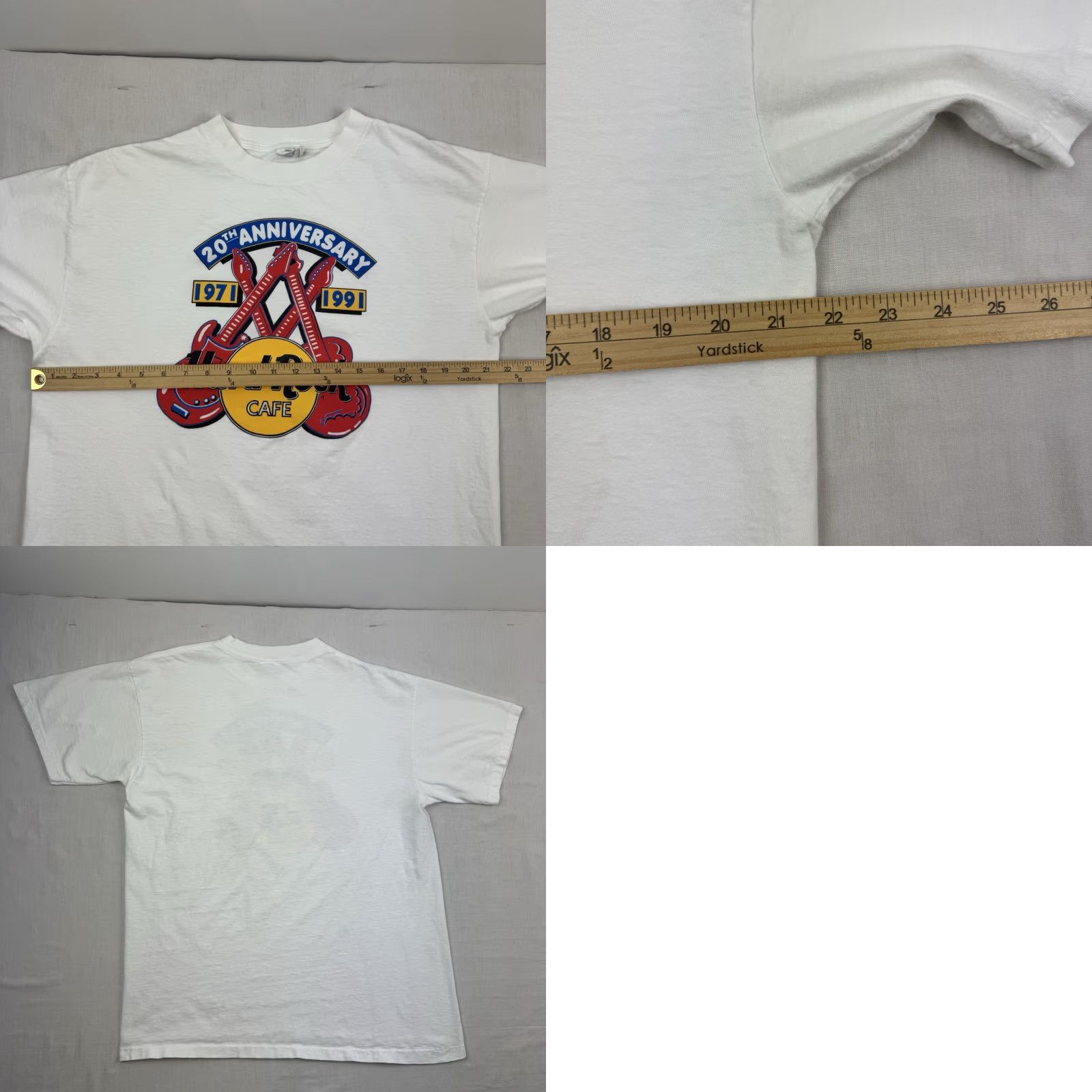 Hard Rock Cafe VINTAGE Hard Rock Cafe T-Shirt Adult XL White USA 90s 20th Anniversary Rock Shirt Men Size US XL / EU 56 / 4 - 8 Thumbnail