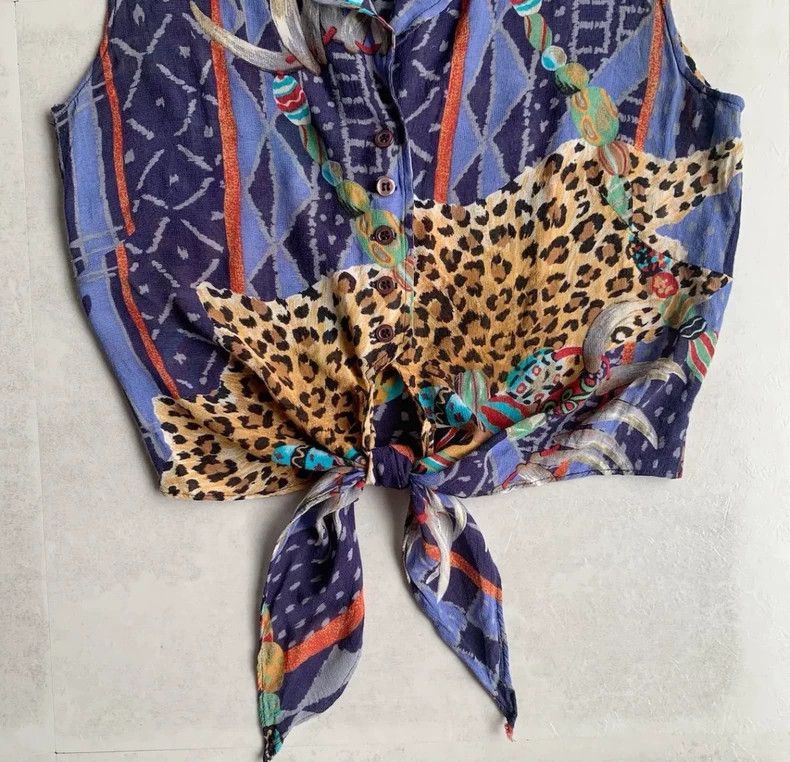 Kenzo KENZO Silk leopard print sleeveless shirt Size XS / US 0-2 / IT 36-38 - 5 Thumbnail