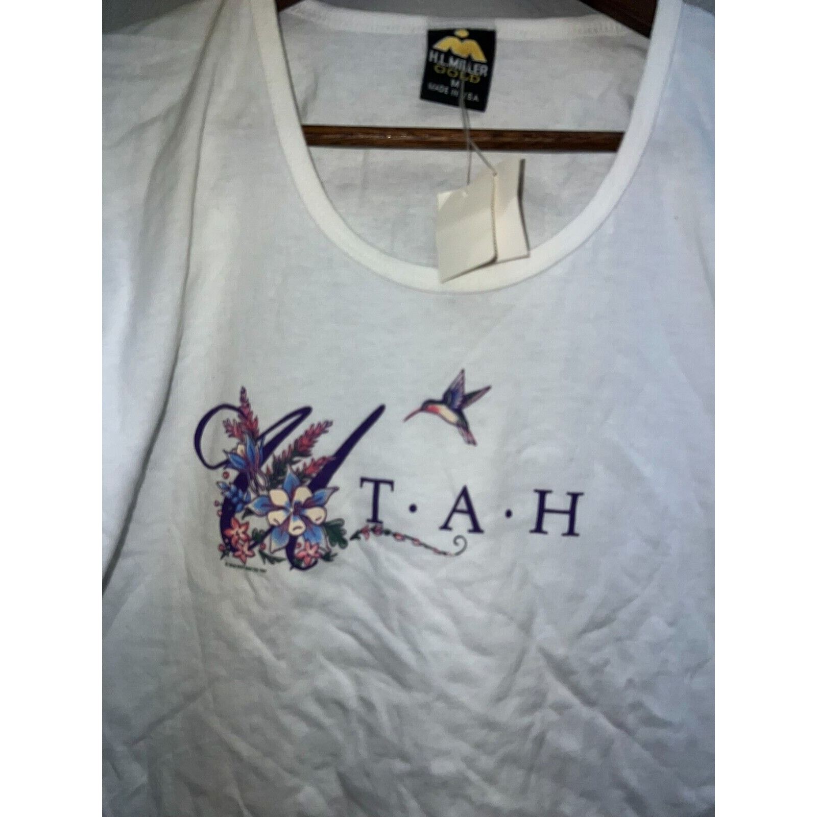 Vintage Womens Vintage Utah Top Hummingbird White Shirt Tee Women M Size M / US 6-8 / IT 42-44 - 2 Thumbnail