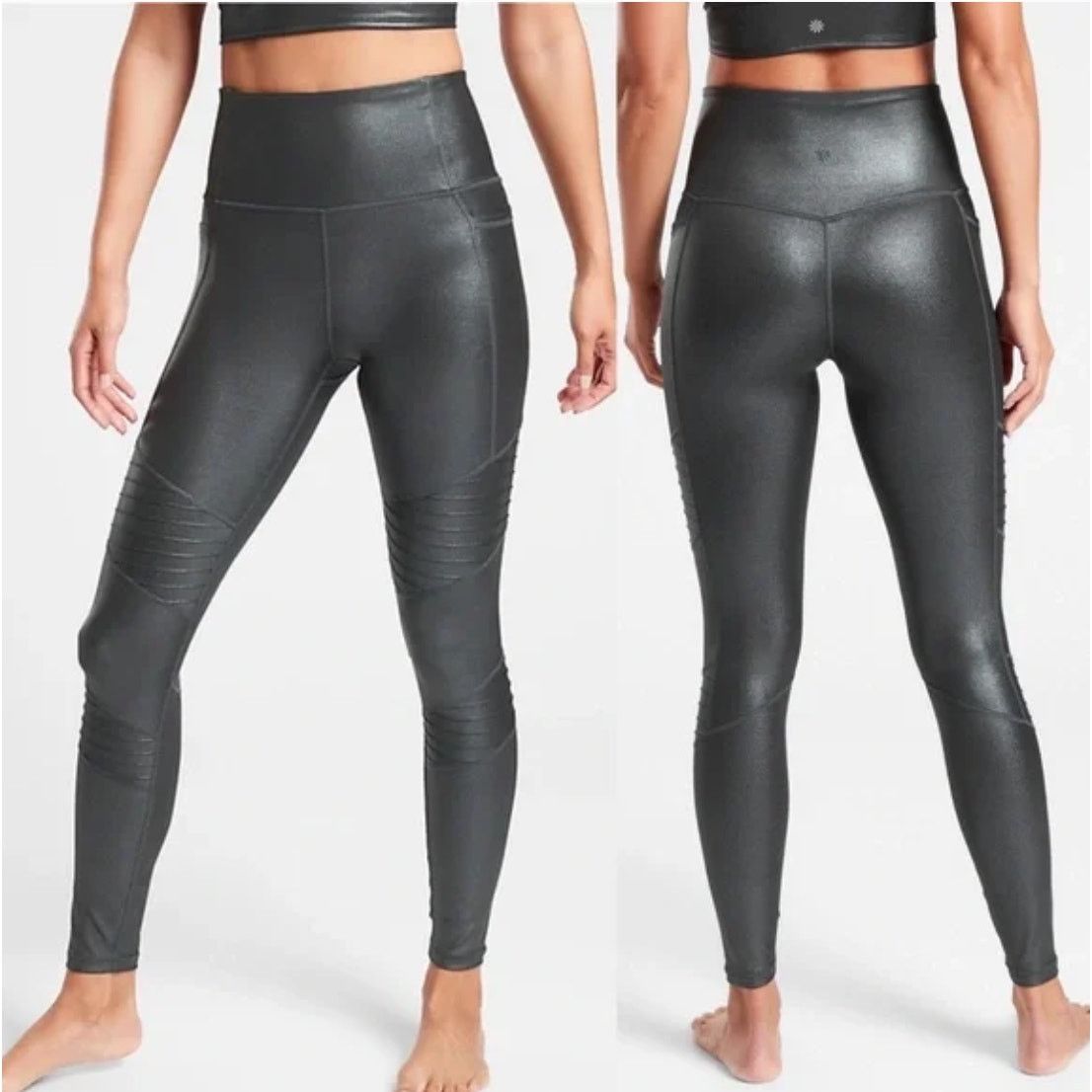 Athleta Athleta Inclination Moto Shimmer Tight In Powervita Sm Size 26" / US 2 / IT 38 - 1 Thumbnail