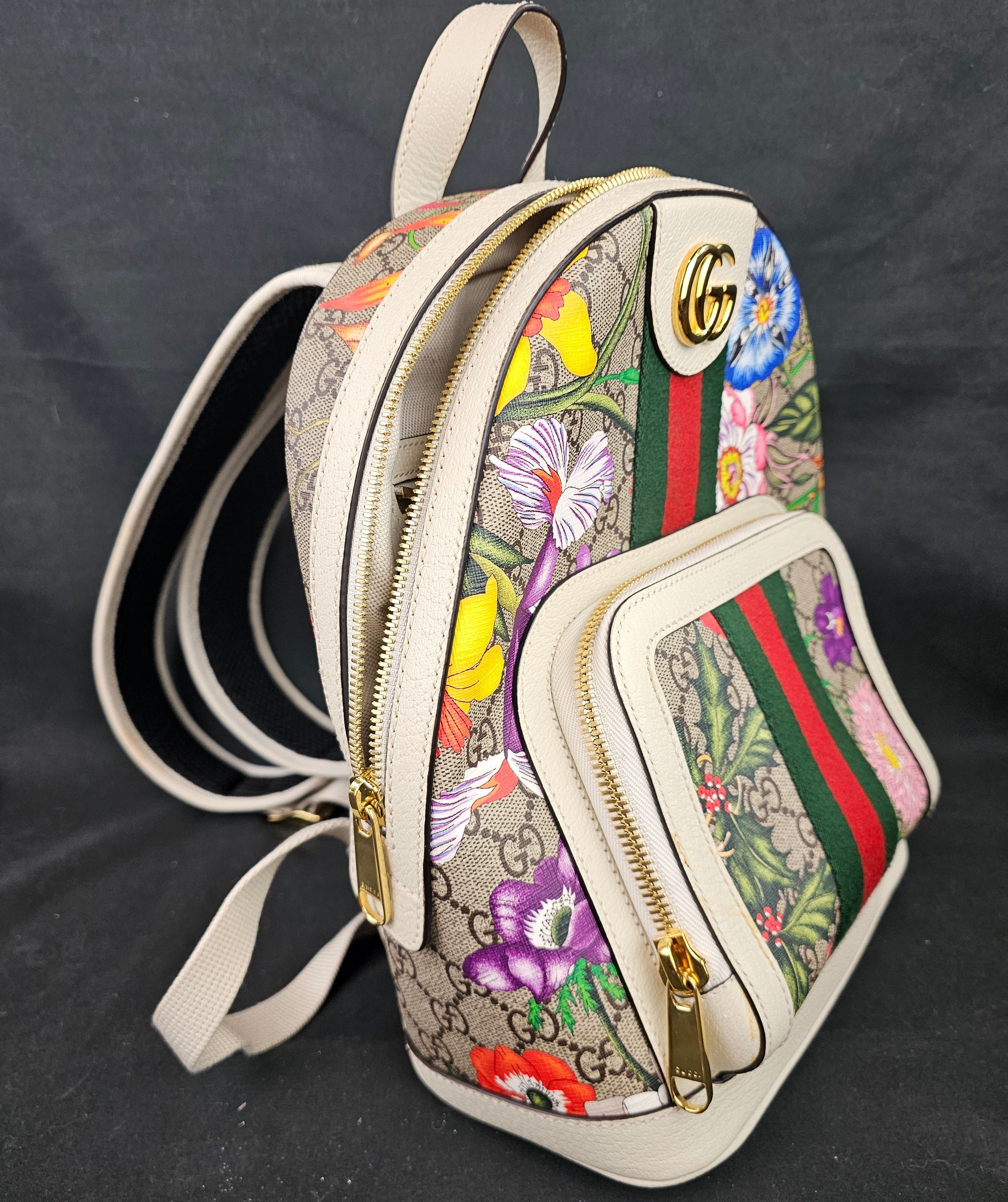 Gucci GUCCI GG Monogram Flora Web Small Ophidia Day Backpack White Size ONE SIZE - 2 Thumbnail