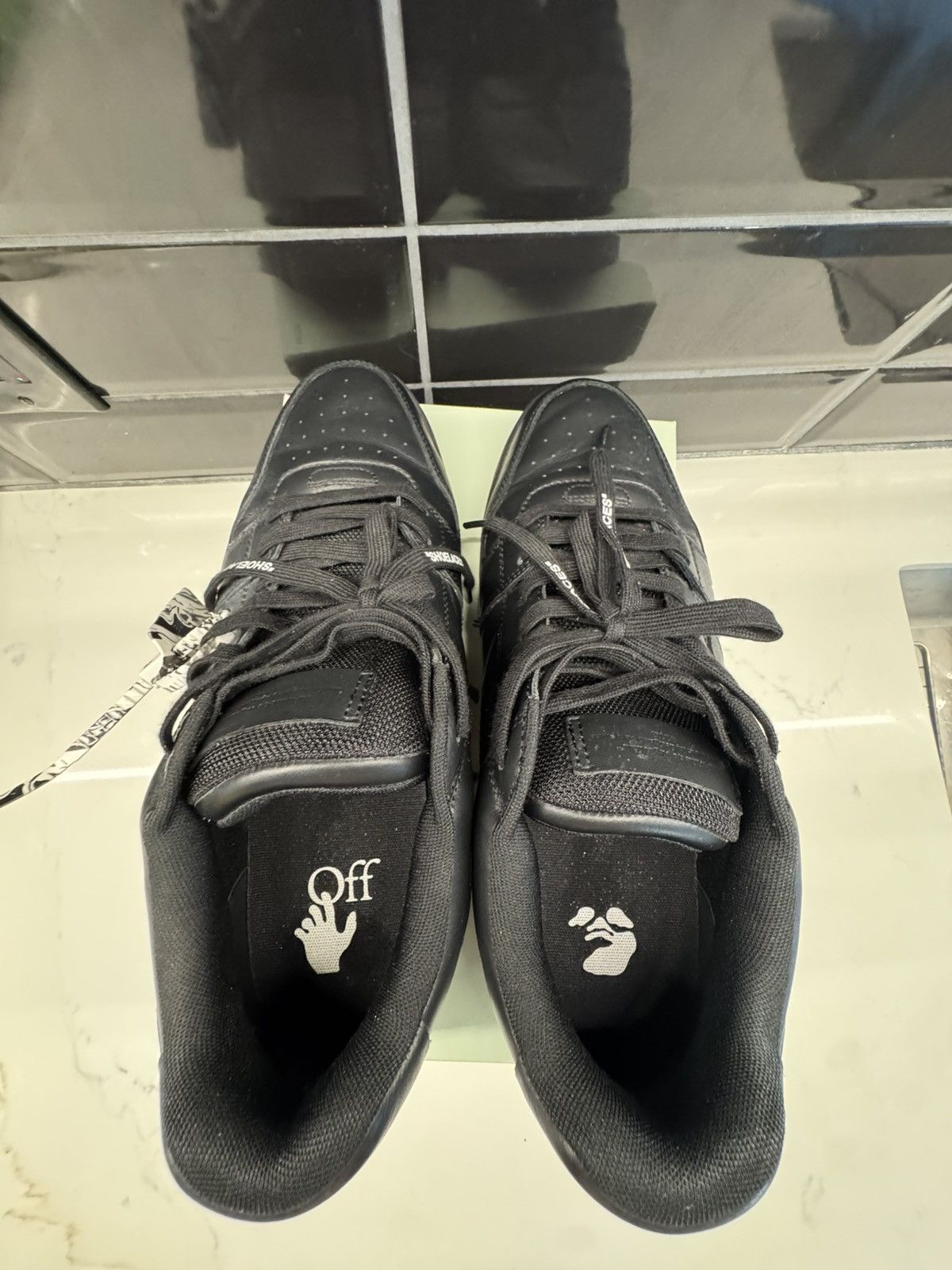 Off-White Off-White “Out of Office For Walking Black Leather Sneakers Size US 13 / EU 46 - 9 Thumbnail