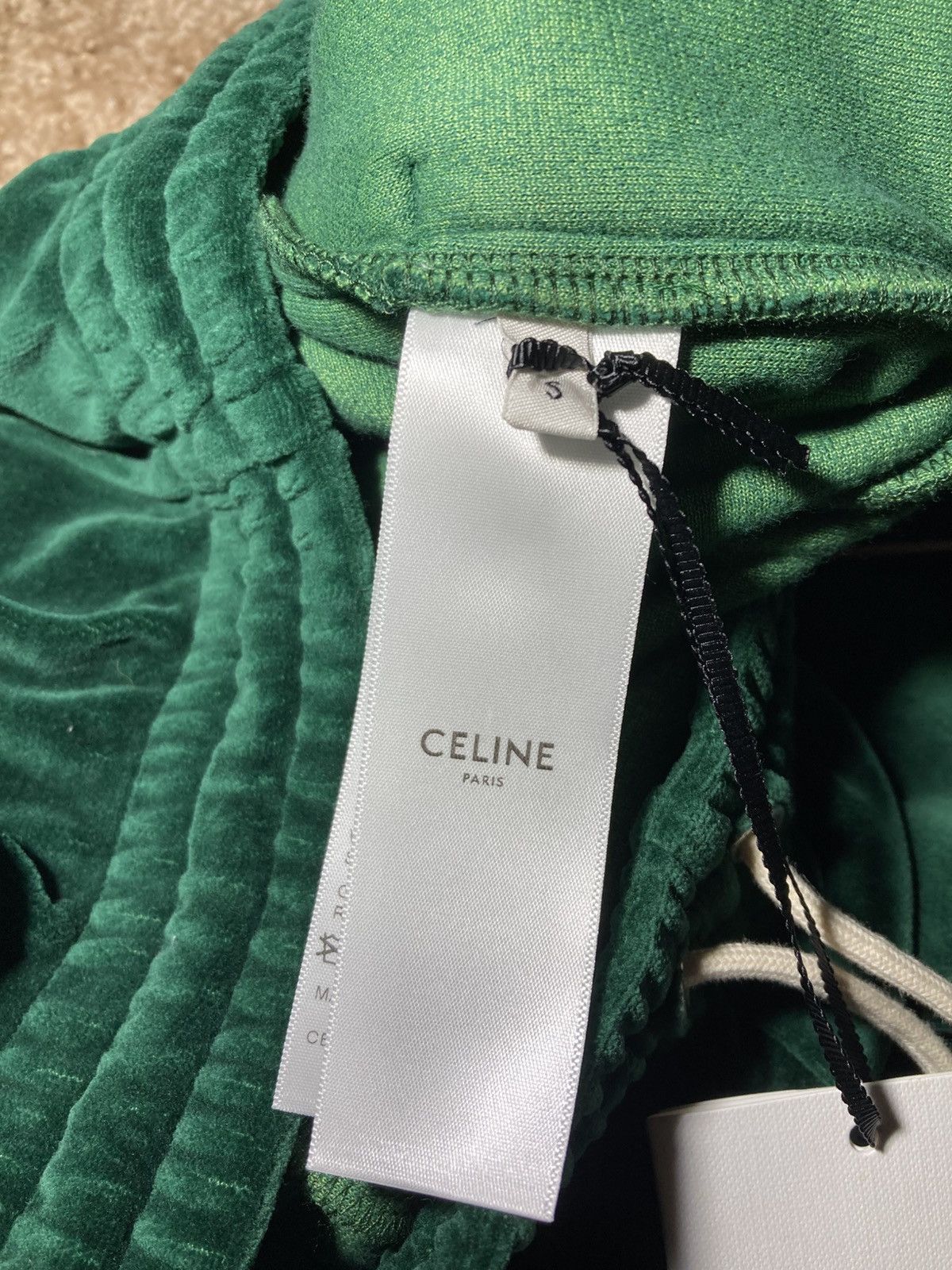 Celine × Hedi Slimane New SS23 Celine Velvet Track Pants Green 2023 Logo Velour 90 Size US 30 / EU 46 - 8 Thumbnail