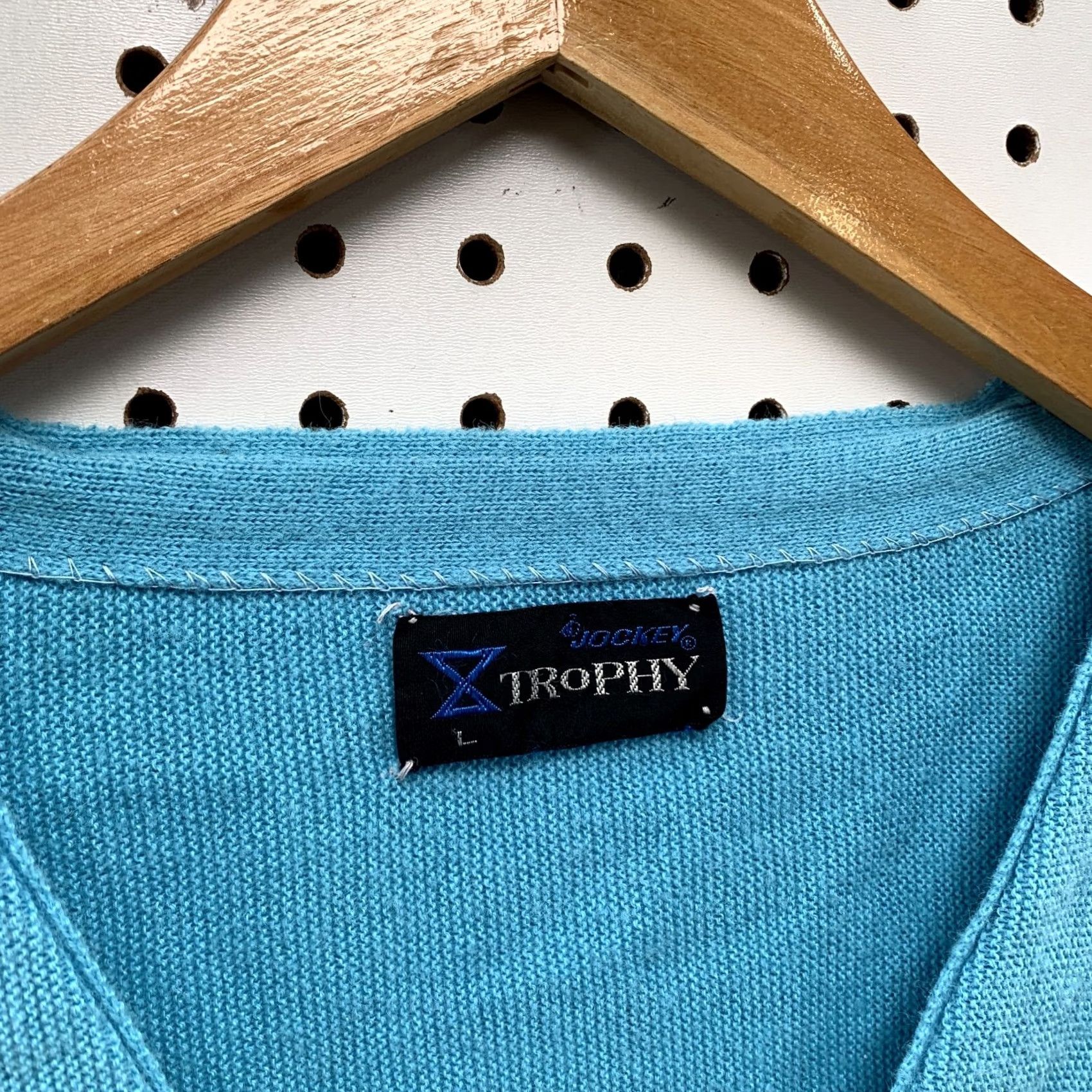 Jockey Vintage Jockey Sweater Cardigan Mens Large Sky Blue Trophy Button 23x25 Size US L / EU 52-54 / 3 - 7 Thumbnail