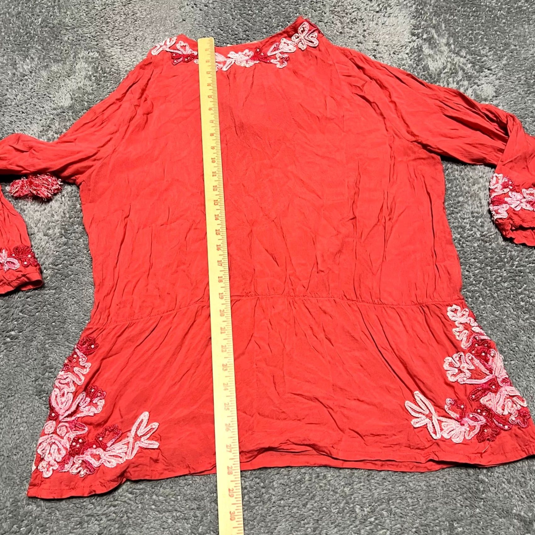 Soft Surroundings Soft Surroundings Shirt Womens 1X Plus Tunic Coral Beaded Sequin Embroidered Size XL / US 12-14 / IT 48-50 - 5 Thumbnail