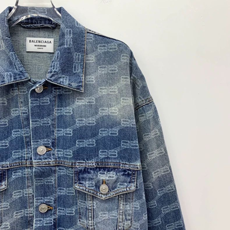 Other Balenciaga Blue logo full print washed out cotton lapel si Size S / US 4 / IT 40 - 3 Thumbnail