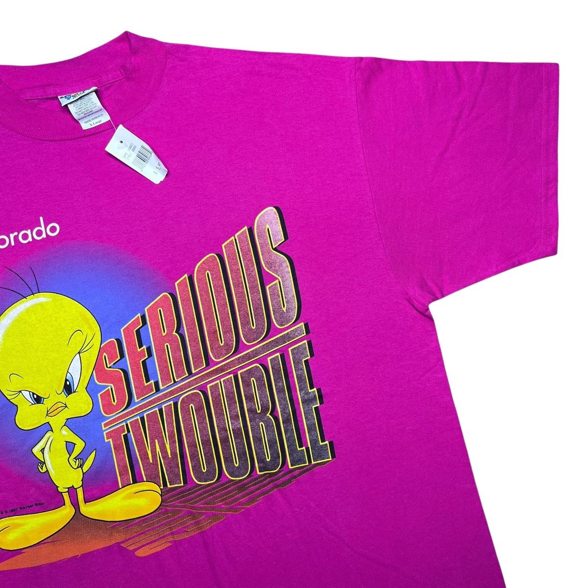 Warner Bros Vtg 1997 Looney Tunes Tweety Serious Twouble Colorado Tee Size US XL / EU 56 / 4 - 6 Thumbnail