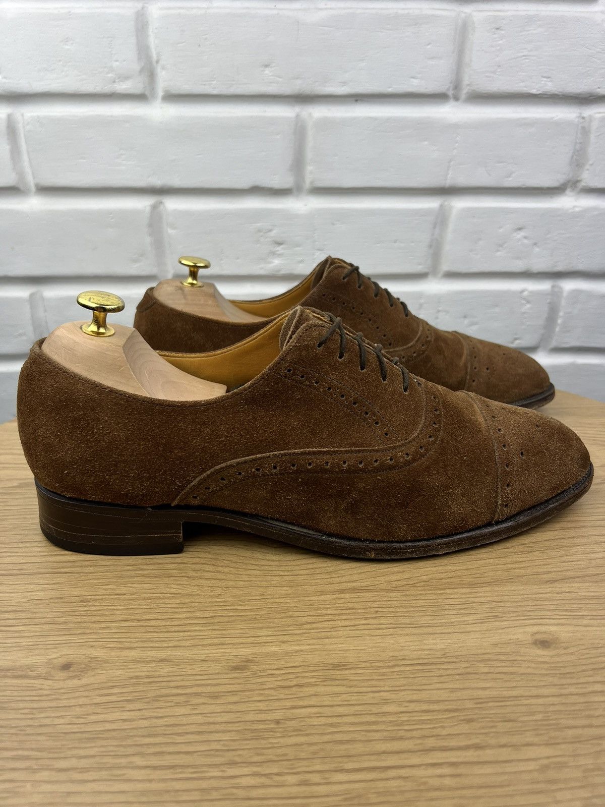 Loake LOAKE Derby Suede Shoes Lace Up Handmade in England Brown Size US 12 / EU 45 - 6 Thumbnail