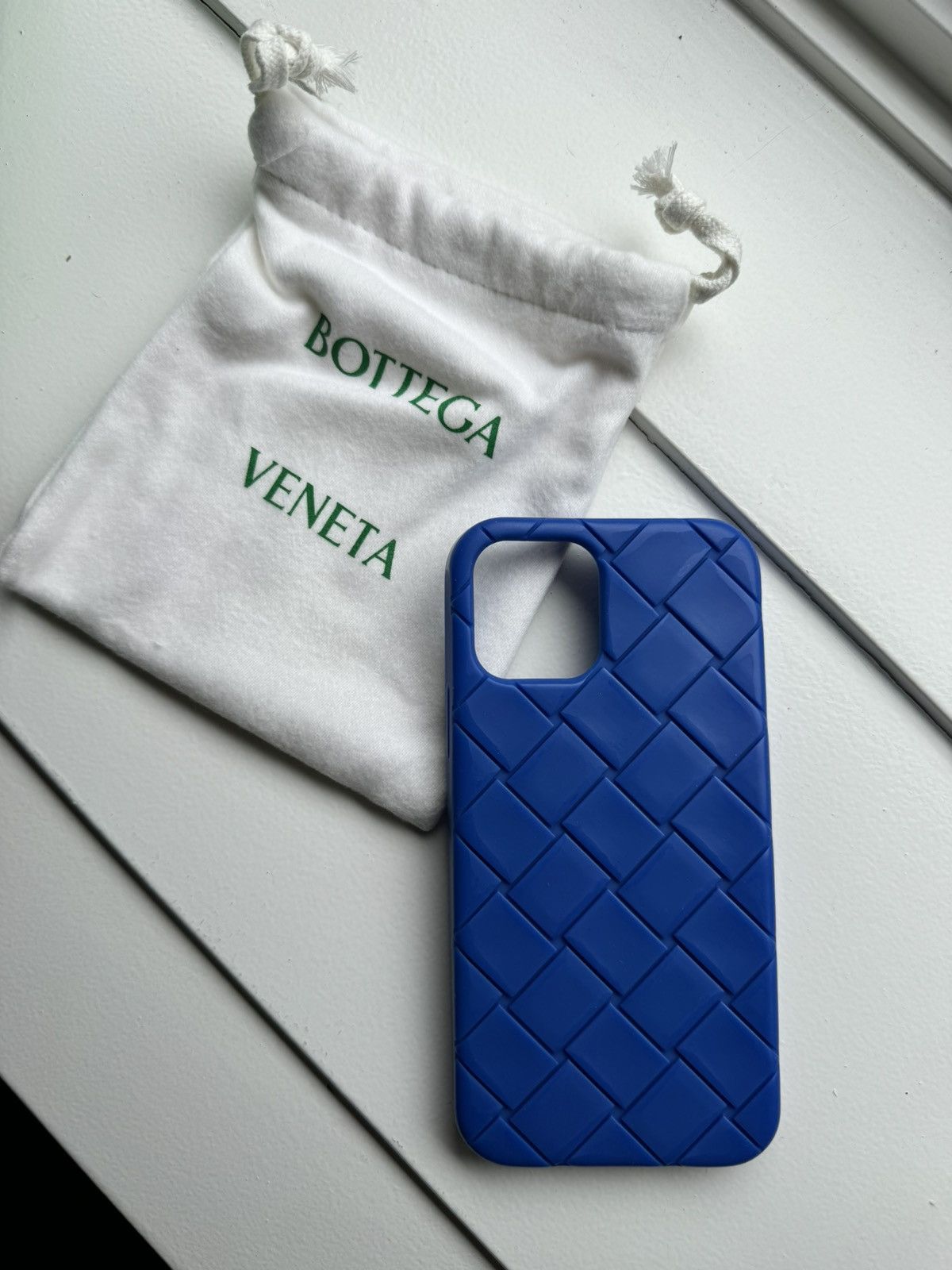 image of Bottega Veneta Bottega Rubber Iphone 12/ 12 Pro Case in Blue, Men's