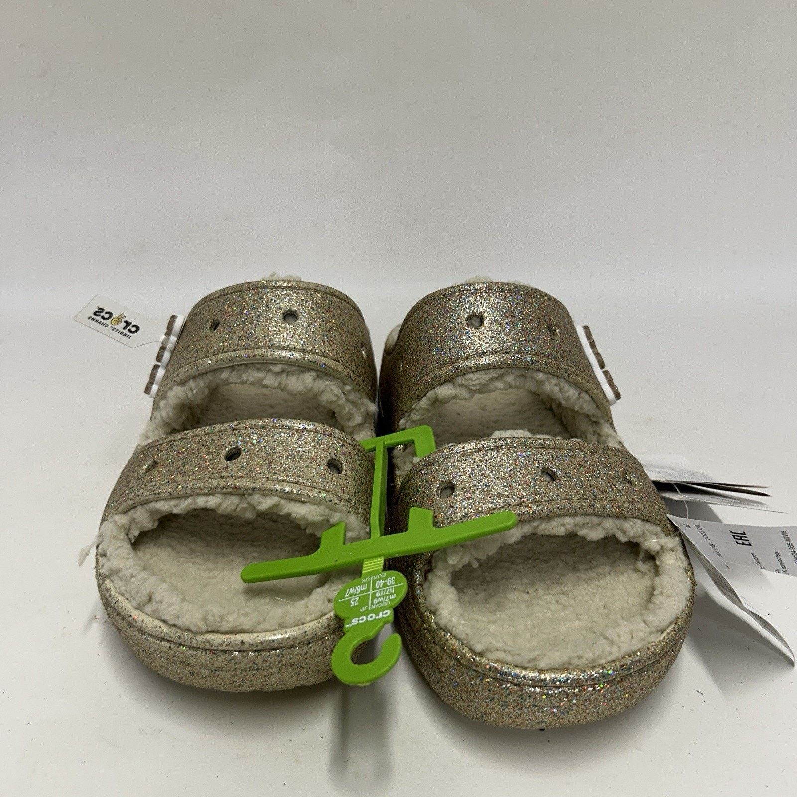 Crocs Crocs Classic Cozzzy Glitter Sandal Slide “Gold Beige” Size US 9 / IT 39 - 2 Thumbnail