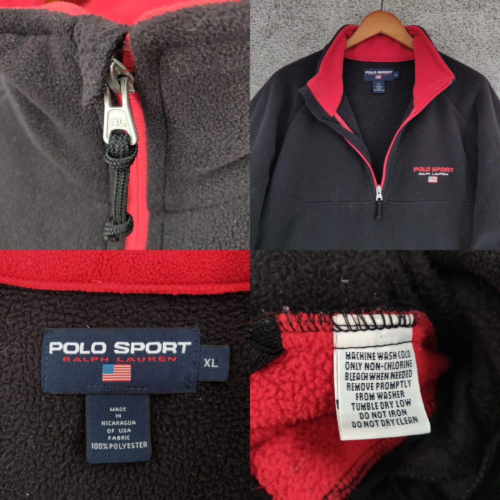 Polo Ralph Lauren VINTAGE Polo Ralph Lauren Pullover Sweatshirt Mens XL Black Mock Neck 1/4 Zip Fleece Thermal Logo Pockets USA Size US XL / EU 56 / 4 - 8 Thumbnail
