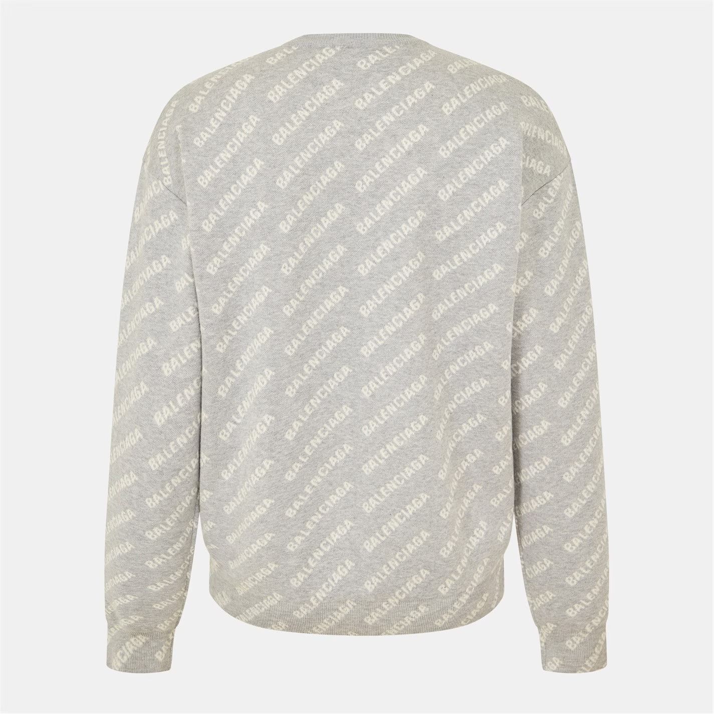 Balenciaga o1g2r1mq0226 Mini All-over Logo Sweater In Grey/White Size US S / EU 44-46 / 1 - 2 Thumbnail