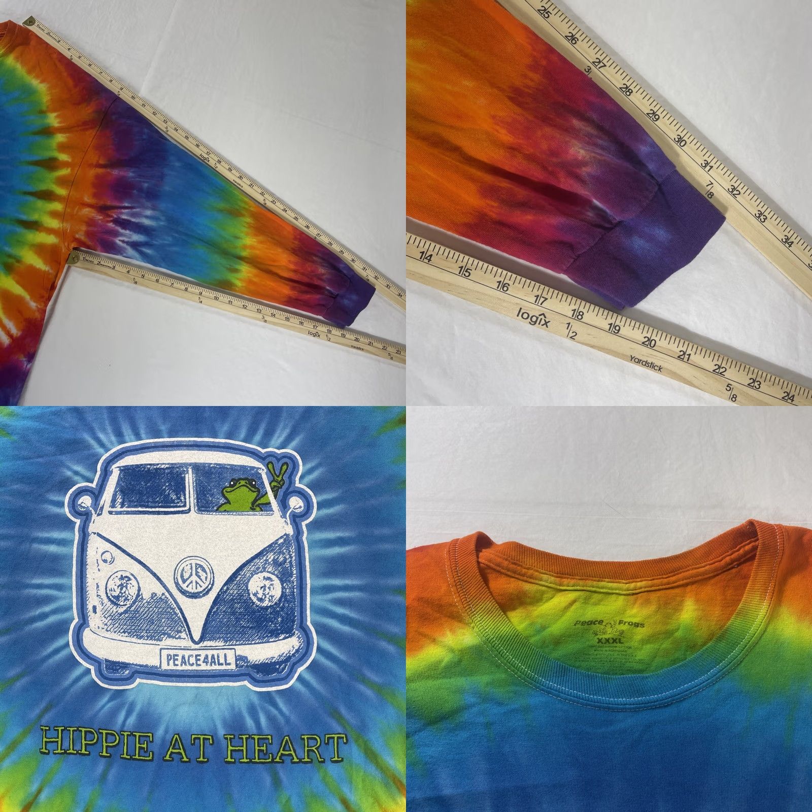 Vintage VINTAGE Peace Frogs 3XL Shirt Long Sleeve Hippie At Heart Tie Dye Hippy Van Mens XXL Size US XXL / EU 58 / 5 - 8 Thumbnail