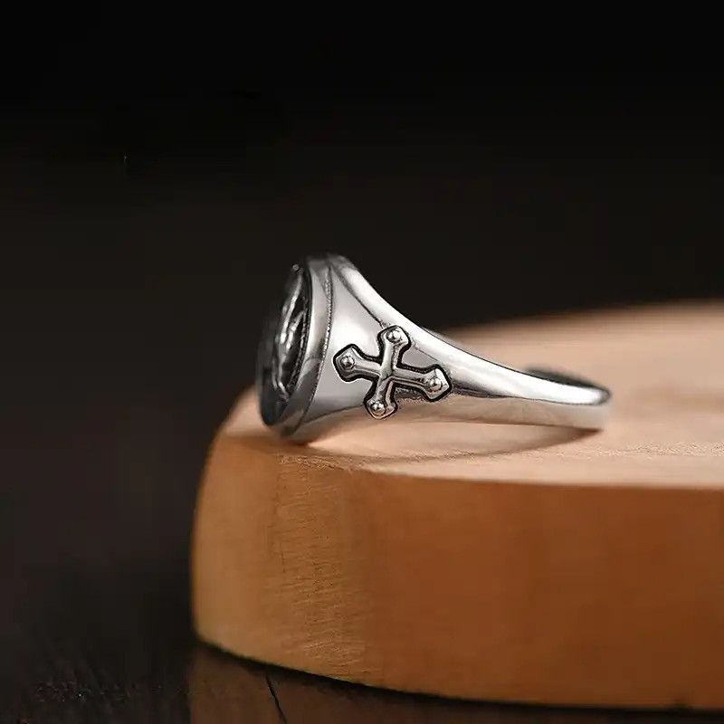 Jewelry × Vintage opening prayer creative Thai silver ring Size ONE SIZE - 5 Thumbnail