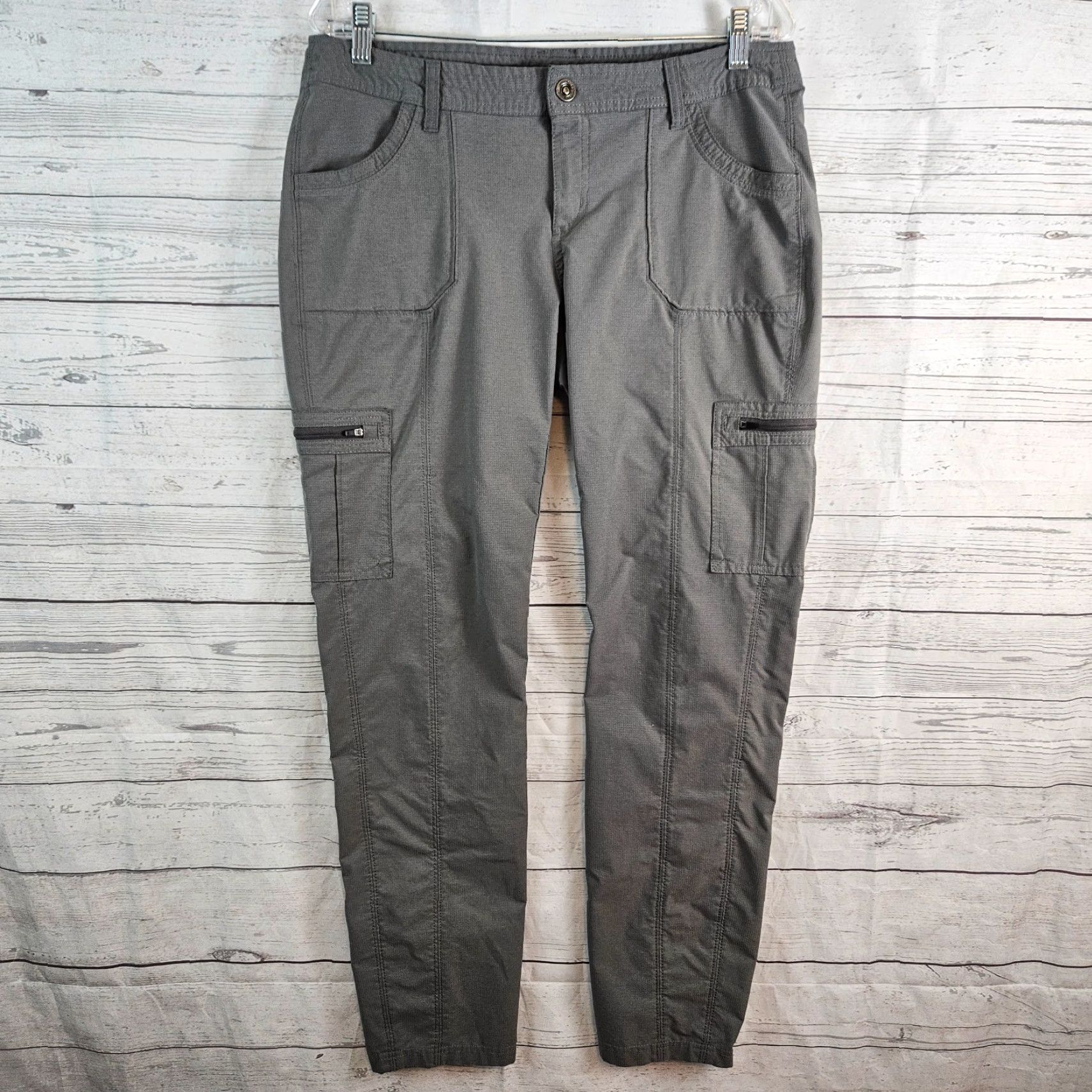 Vintage Kuhl Womens Pants Sz 12 Skinny Cargo Pockets Gray Mid Rise Zip Inseam 29.5" Size 34" / US 12 / IT 48 - 2 Thumbnail