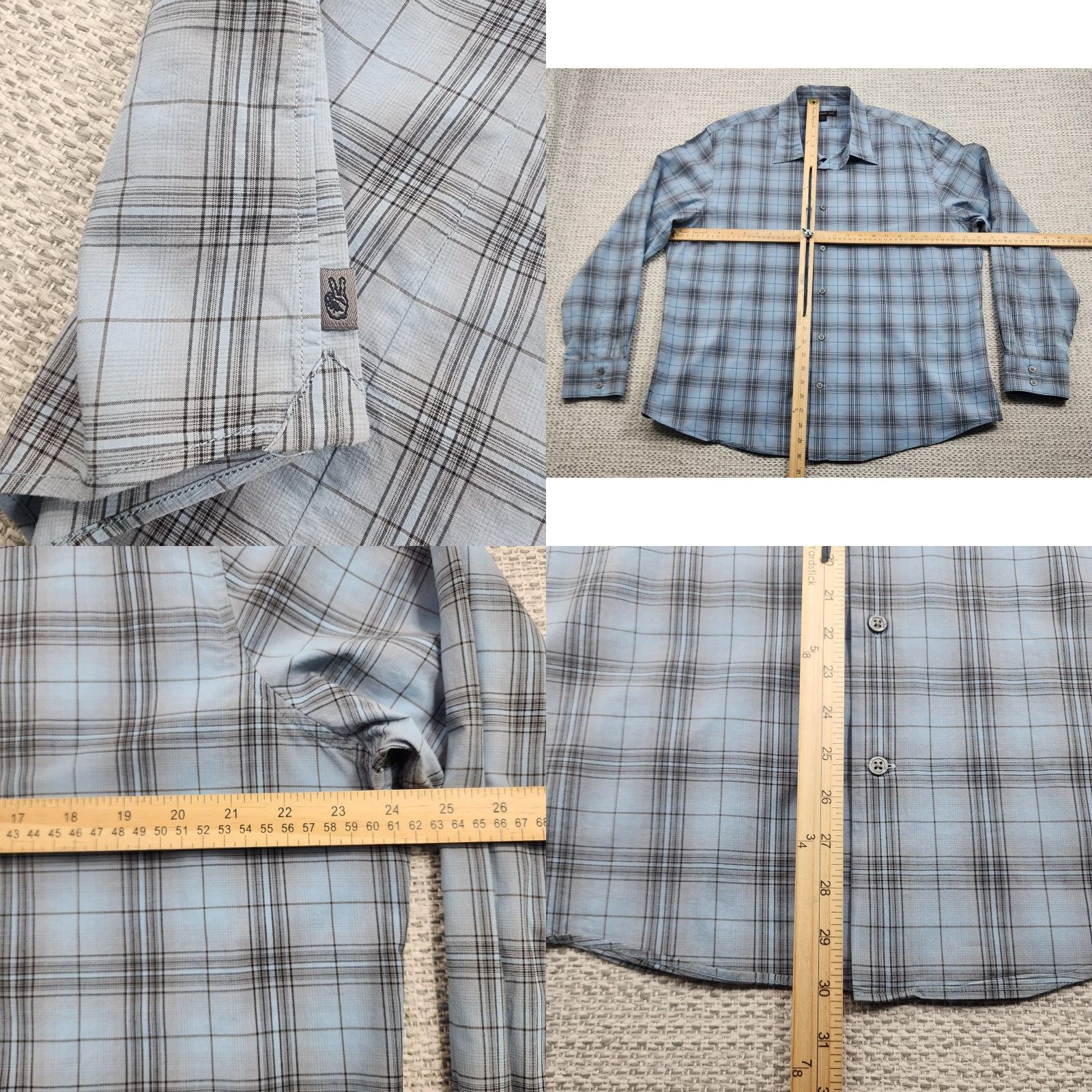 John Varvatos John Varvatos U.S.A. Shirt Mens 2XL Blue Plaid Long Sleeve Button Down Cotton Size US XXL / EU 58 / 5 - 8 Thumbnail
