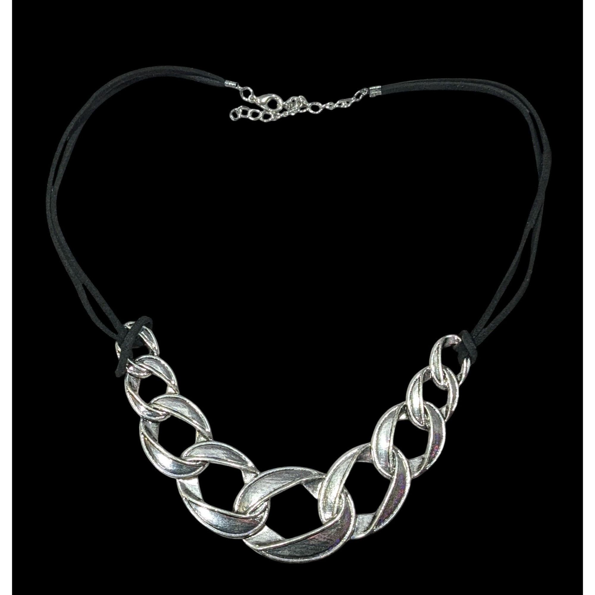 Other Streetwear Glam Chunky Faux Chain Necklace With Faux Suede C Size ONE SIZE - 1 Thumbnail