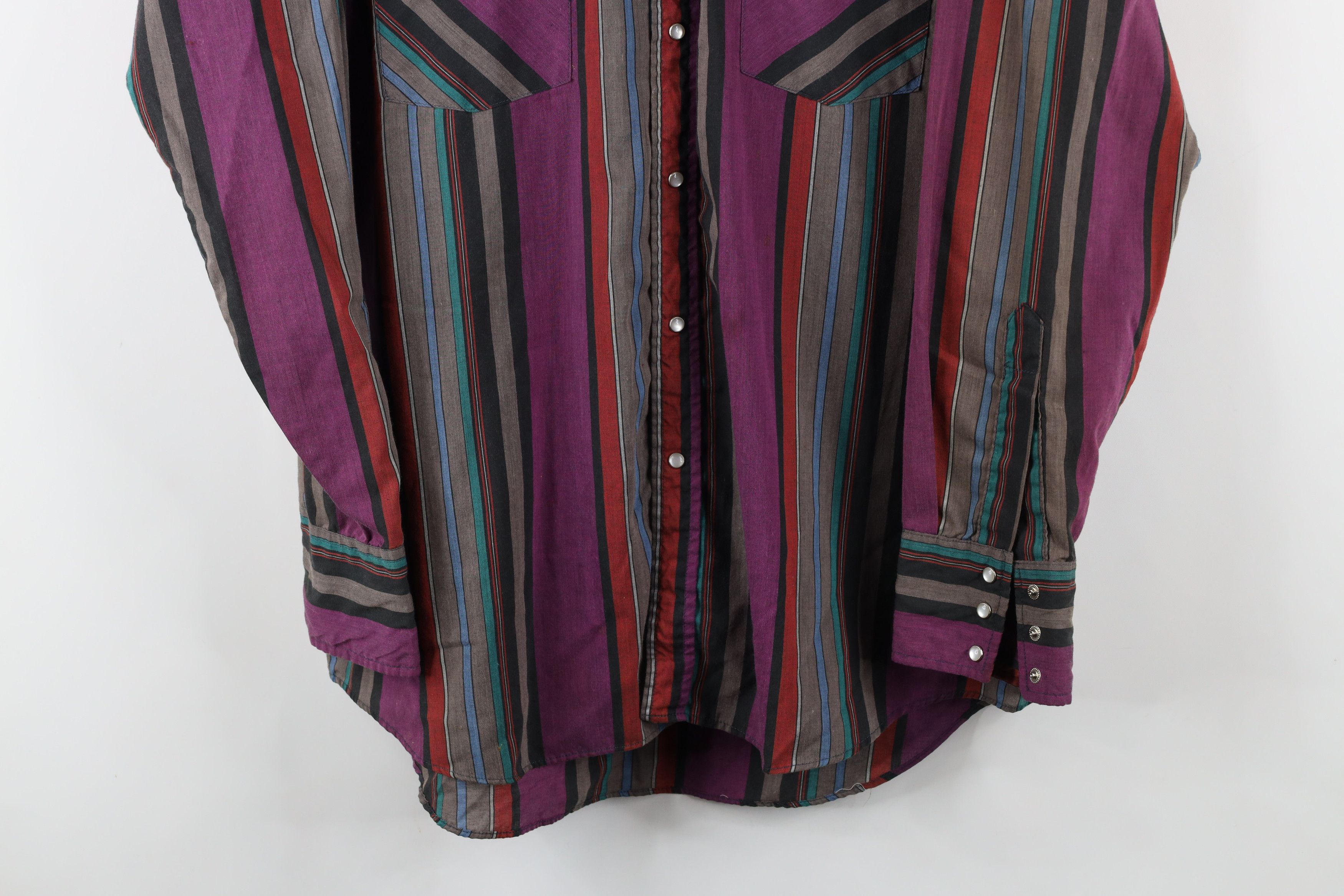 Vintage Vintage 90s Rockabilly Rainbow Striped Western Button Shirt Size US M / EU 48-50 / 2 - 3 Thumbnail