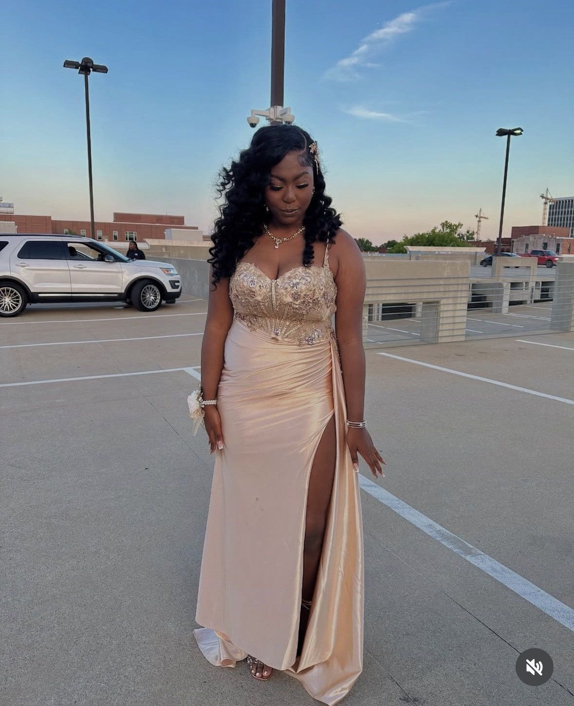 Other Champangne Prom dress Size L / US 10 / IT 46 - 1 Thumbnail