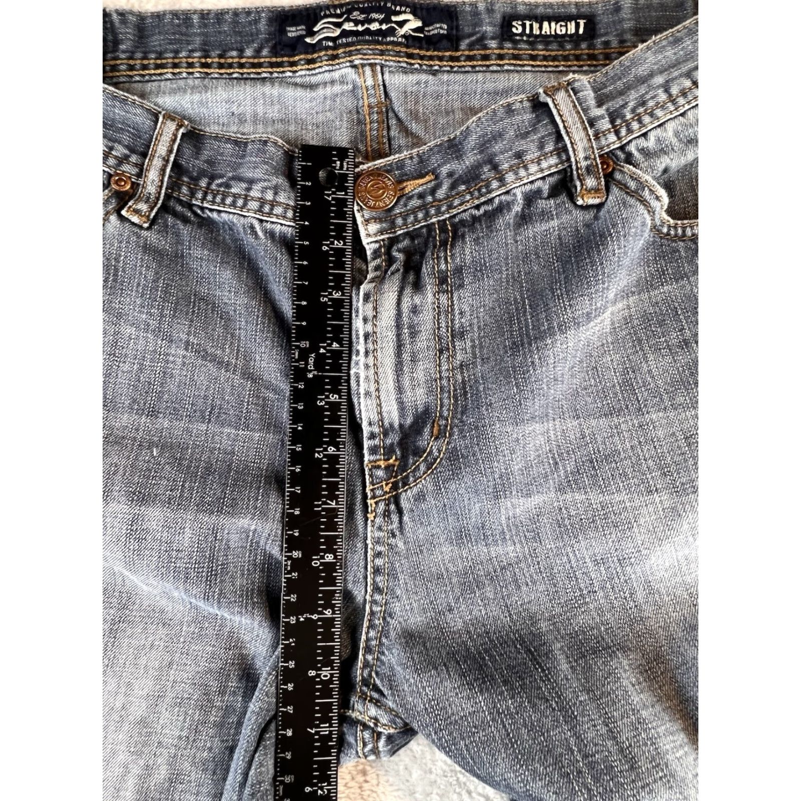 Vintage Seven7 Straight Jeans Mens 38X32 Blue Faded Embroidered Logo Y2K Vintage? No Size US 38 / EU 54 - 6 Thumbnail