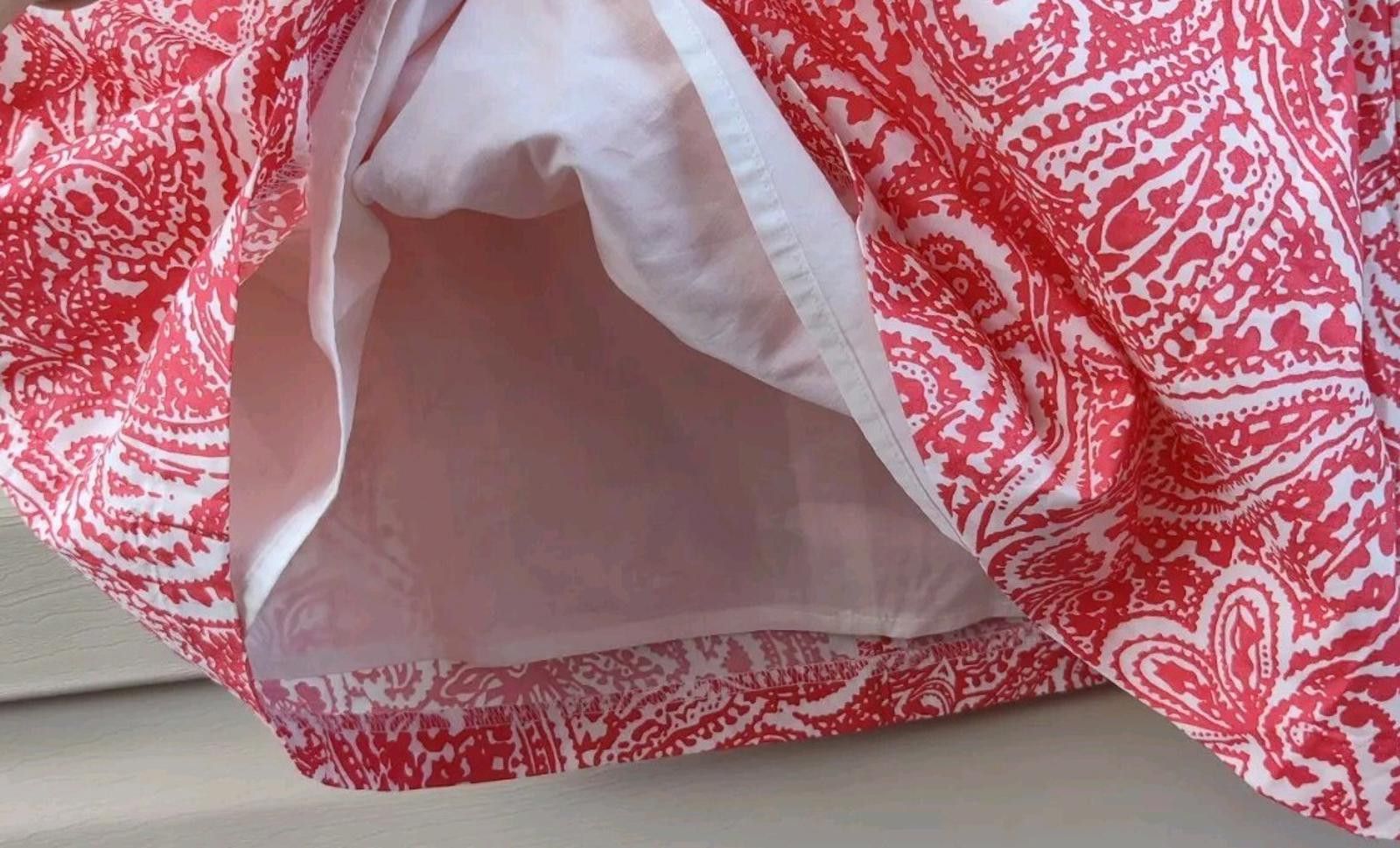 Lands' End Land's End Paisley Orangey Coral and White Womens Skirt Size Size 38" / US 16 / IT 52 - 6 Thumbnail