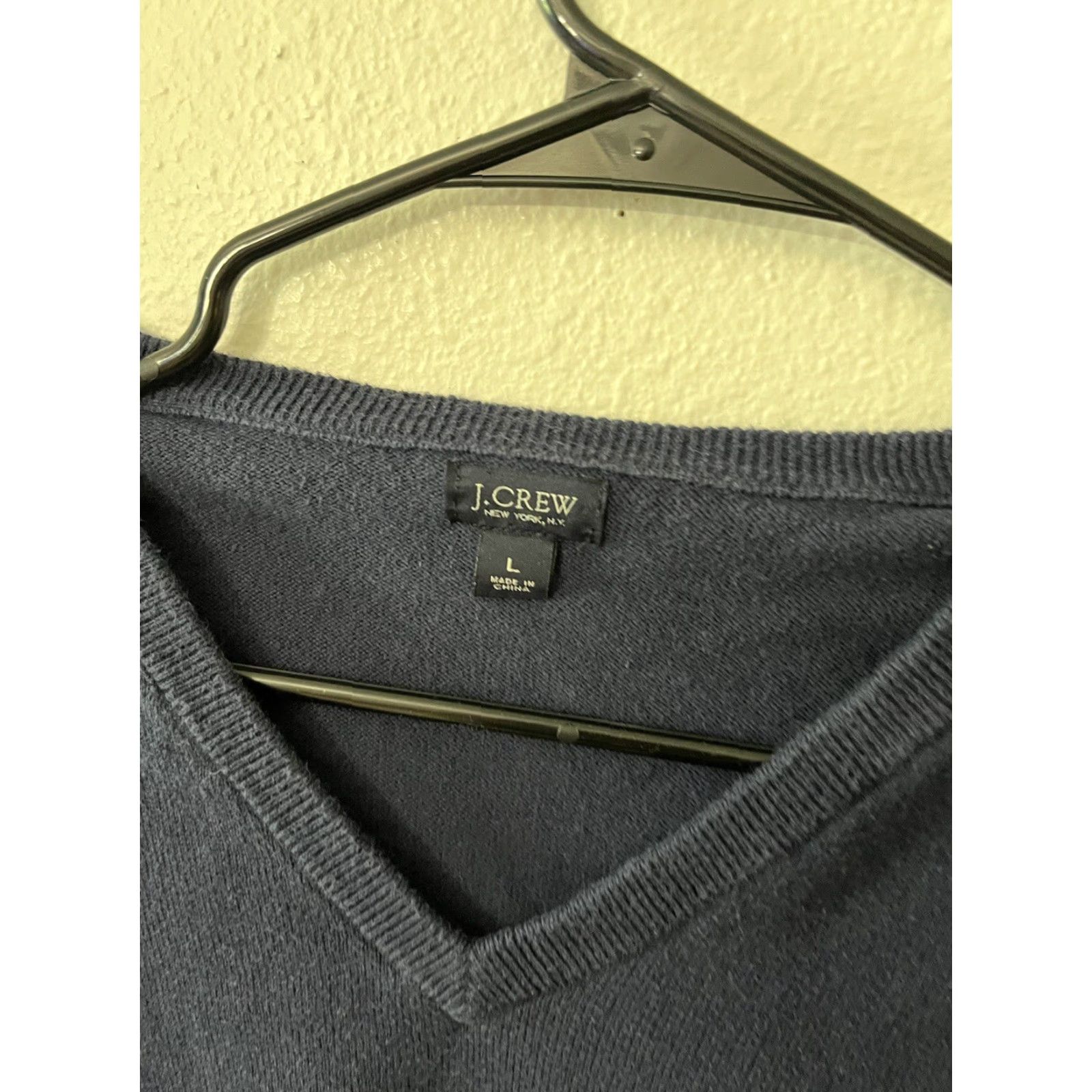 J.Crew VINTAGE J. CREW Sweater Women Large Navy Blue Cotton V-Neck Pullover Solid Size L / US 10 / IT 46 - 3 Thumbnail