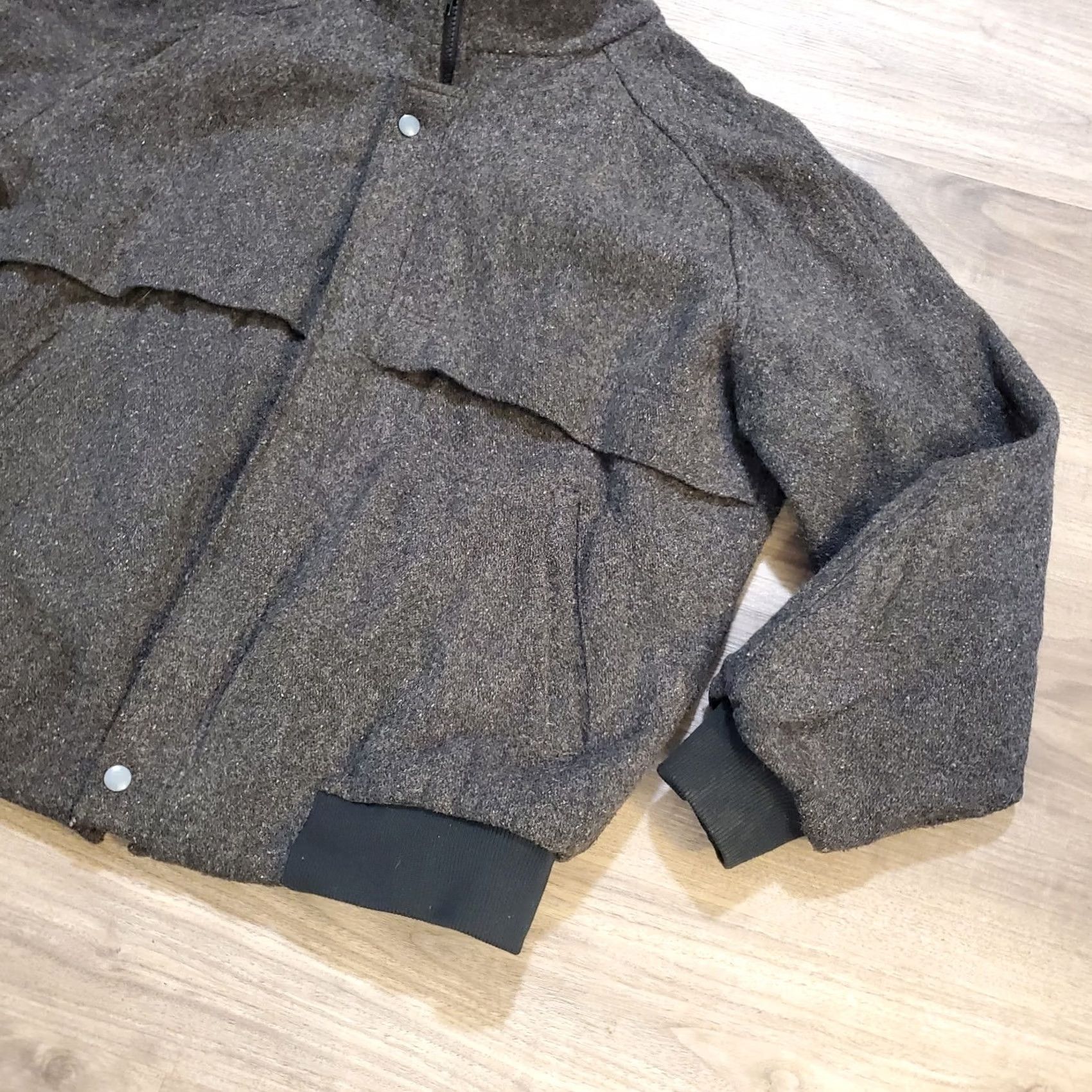 Vintage VINTAGE Seattle Blues Outerwear Wool Jacket Mens XL Gray Zip Up Bomber Jacket Short Solid 80s 90s Outdoor Workwear Casual Winter Size US XL / EU 56 / 4 - 7 Thumbnail