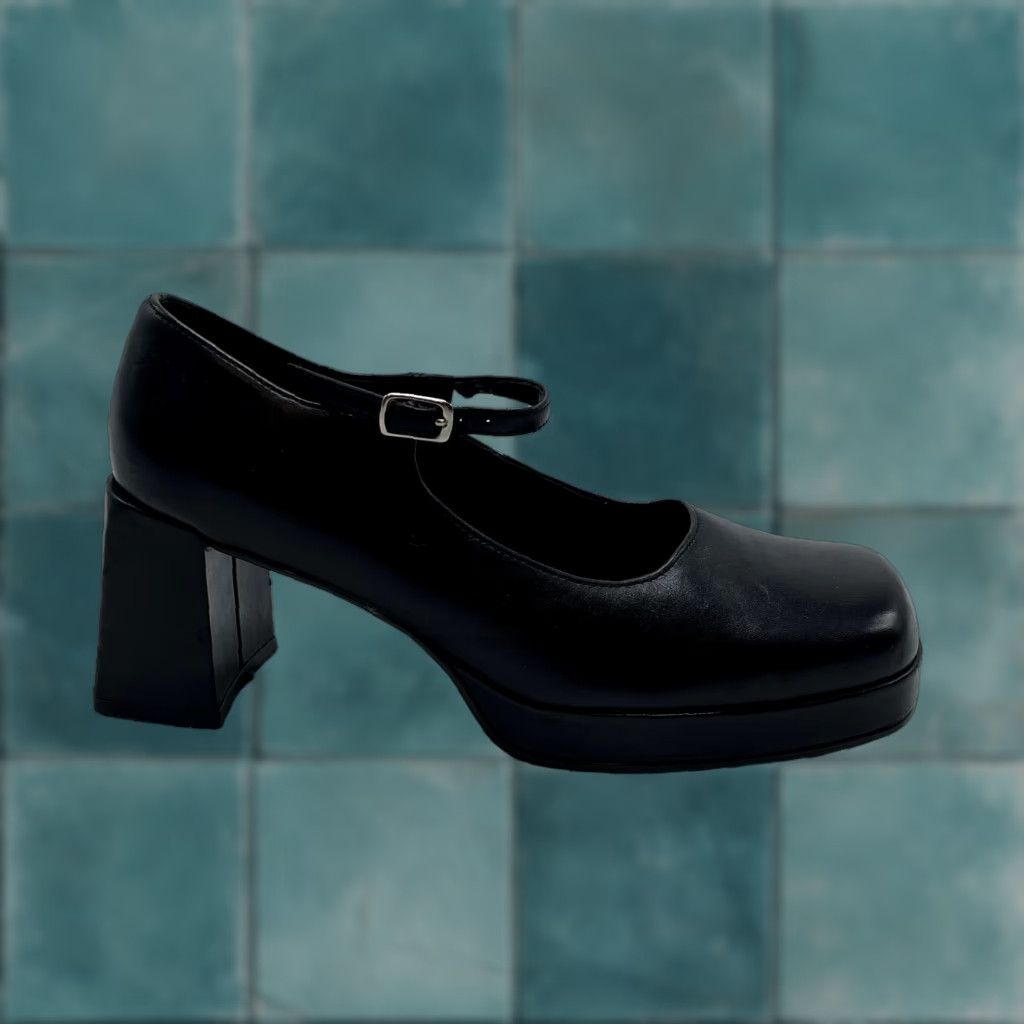 Steve Madden VINTAGE Steve Madden Heels 90s Y2K Platform Mary Jane Black Leather 5.5 Womens Square Toe Size US 6 / IT 36 - 1 Thumbnail