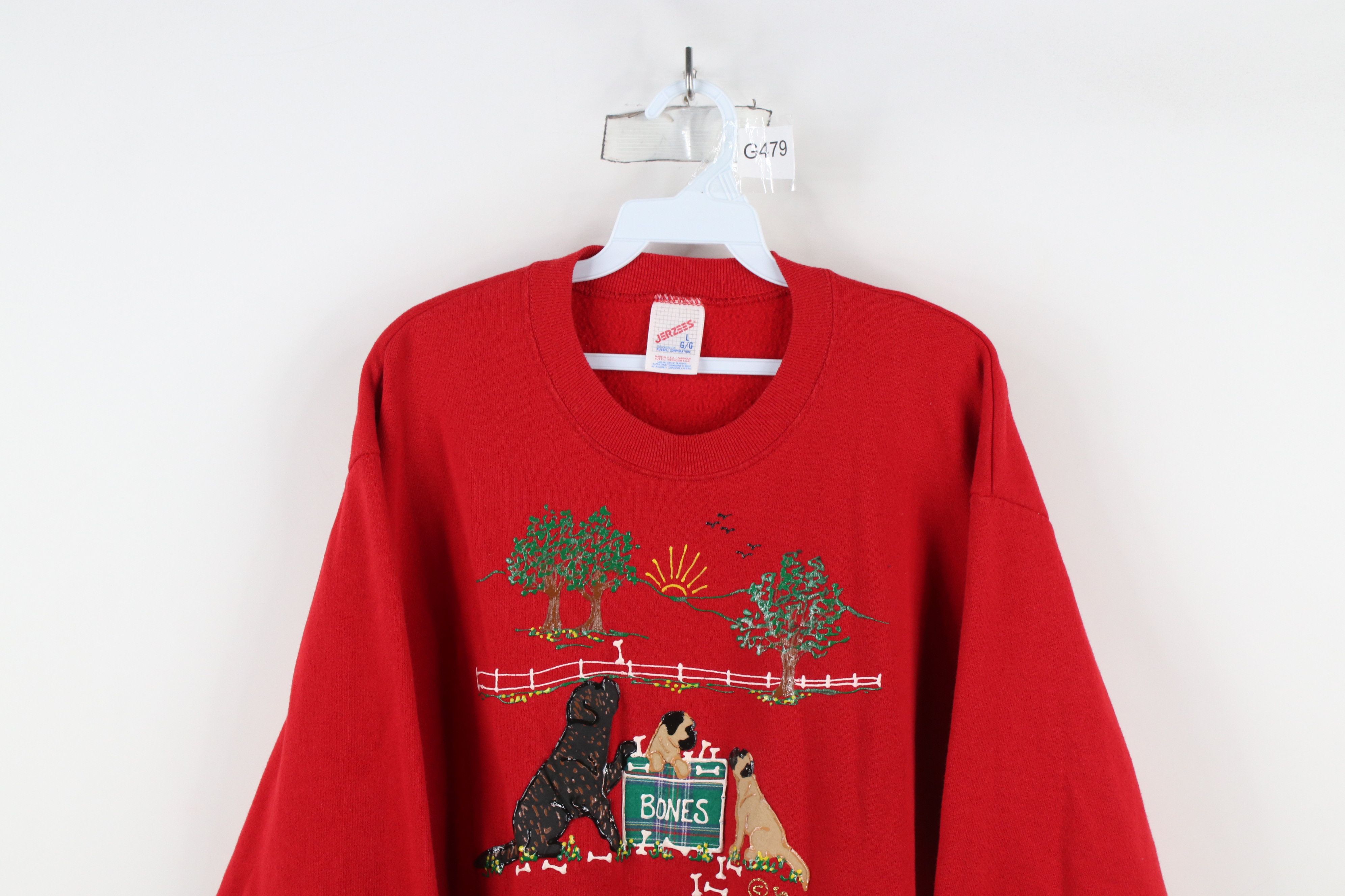 Vintage Vintage 90s Streetwear Farmhouse Puppy Sweatshirt Red USA Size L / US 10 / IT 46 - 2 Thumbnail