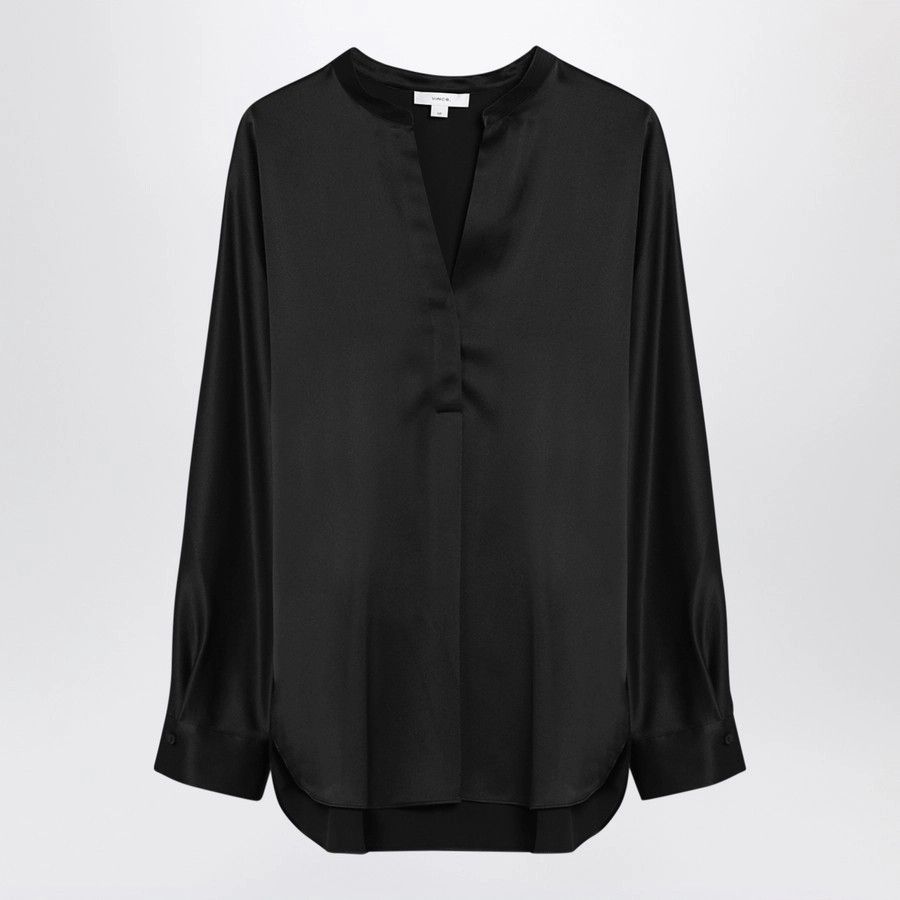 Vince o1d2blof1124 Long Sleeves Silk T-Shirt in Black Size XL / US 12-14 / IT 48-50 - 1 Thumbnail