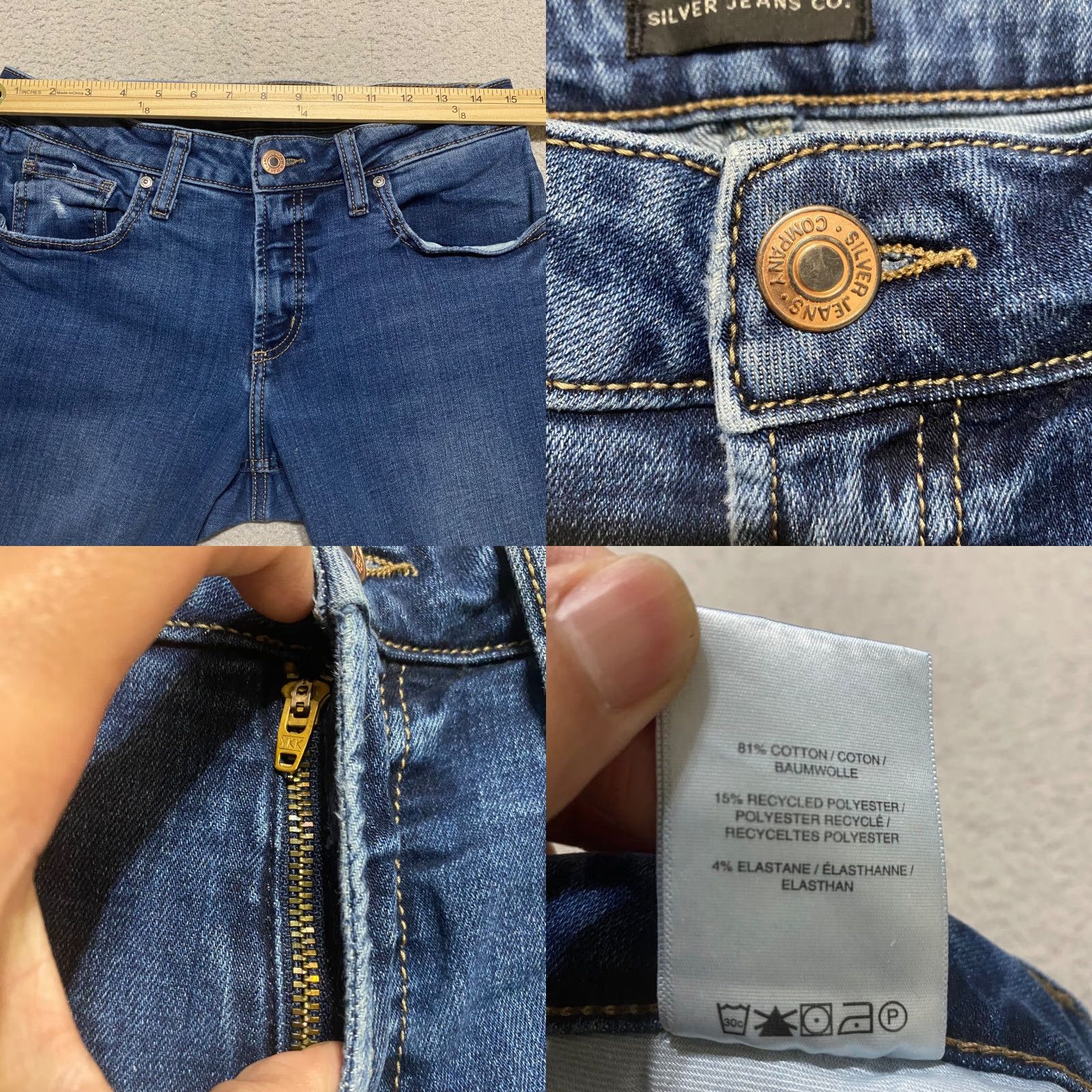 Silver Jeans Co. Silver Jeans Womens sz 30 Blue Denim Medium Wash Boyfriend Mid Rise Distressed Size 30" / US 8 / IT 44 - 8 Thumbnail