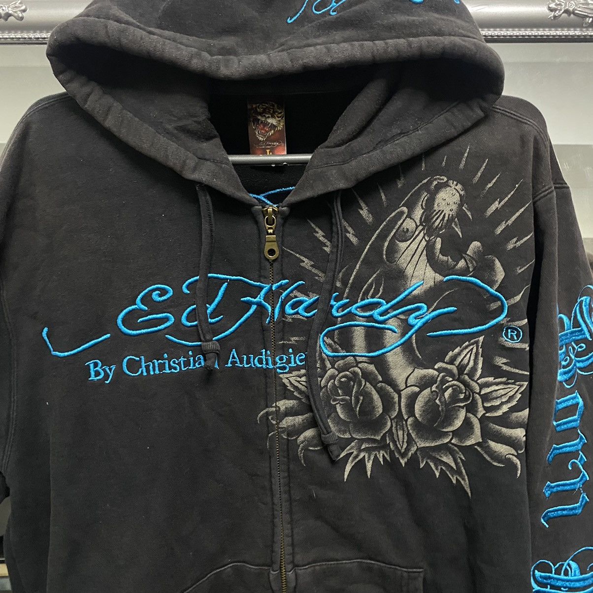 Ed Hardy Vintage Ed Hardy Zip Hoodie All Print By Christian Audigier Size US L / EU 52-54 / 3 - 5 Thumbnail