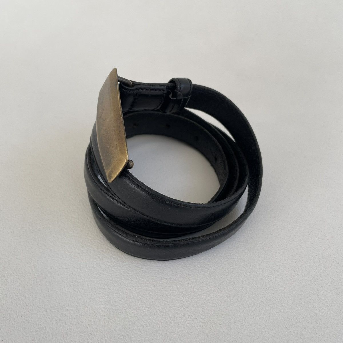 Maison Margiela Mid 2000s ‘Distressed Brass Buckle’ Belt Size 36 - 8 Thumbnail