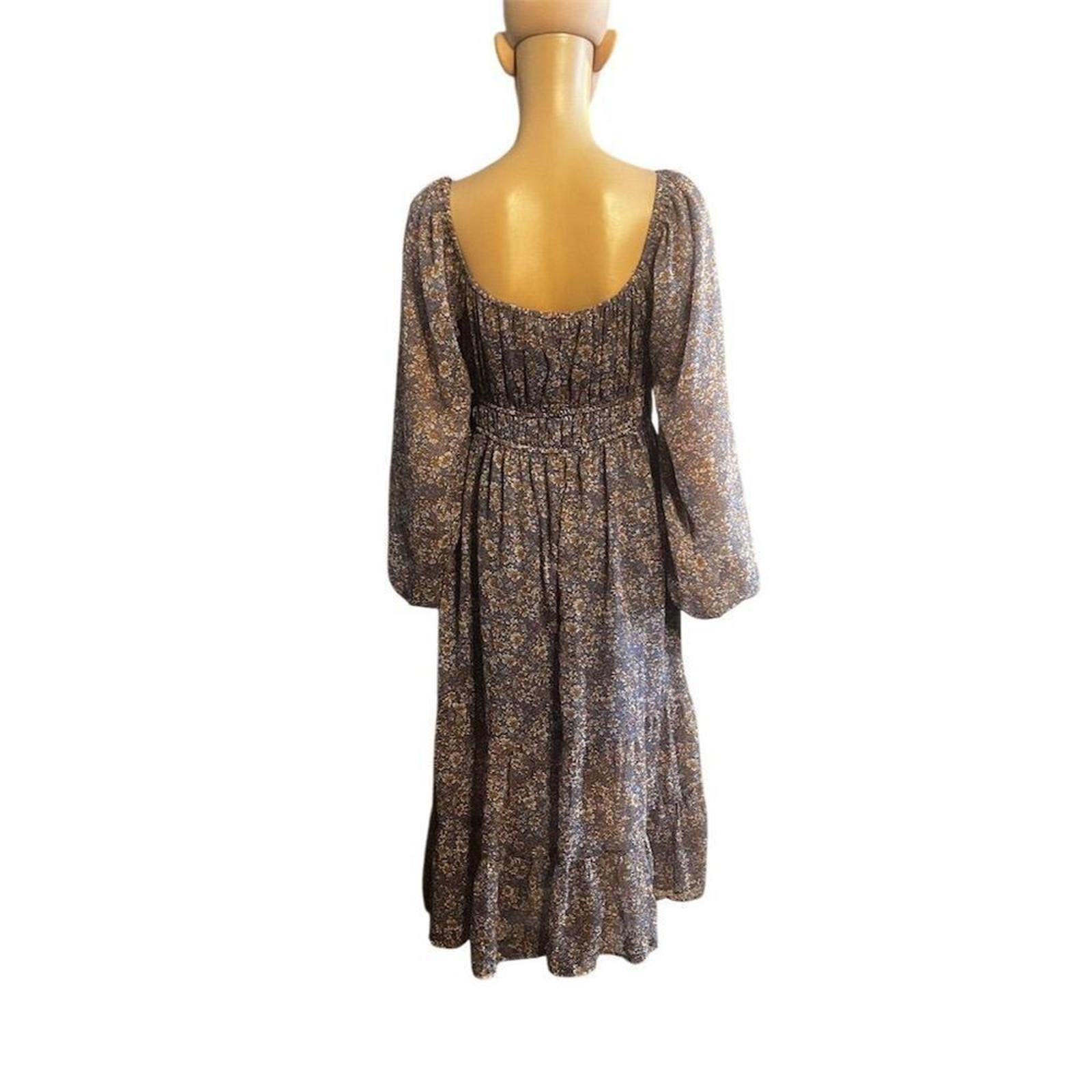 Nunn Bush Blush Women's M Floral Smocked Long Sleeve Midi Dress Boho Size M / US 6-8 / IT 42-44 - 5 Thumbnail